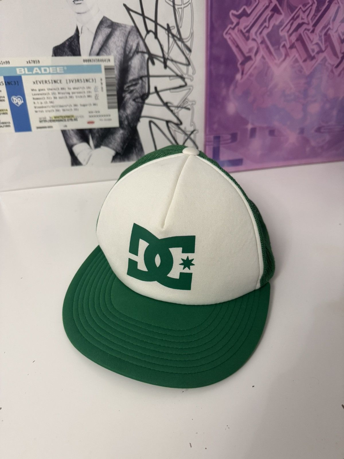 DC DC Shoes Green White Logo Trucker Cap streetwear Y2K Size ONE SIZE - 1 Thumbnail