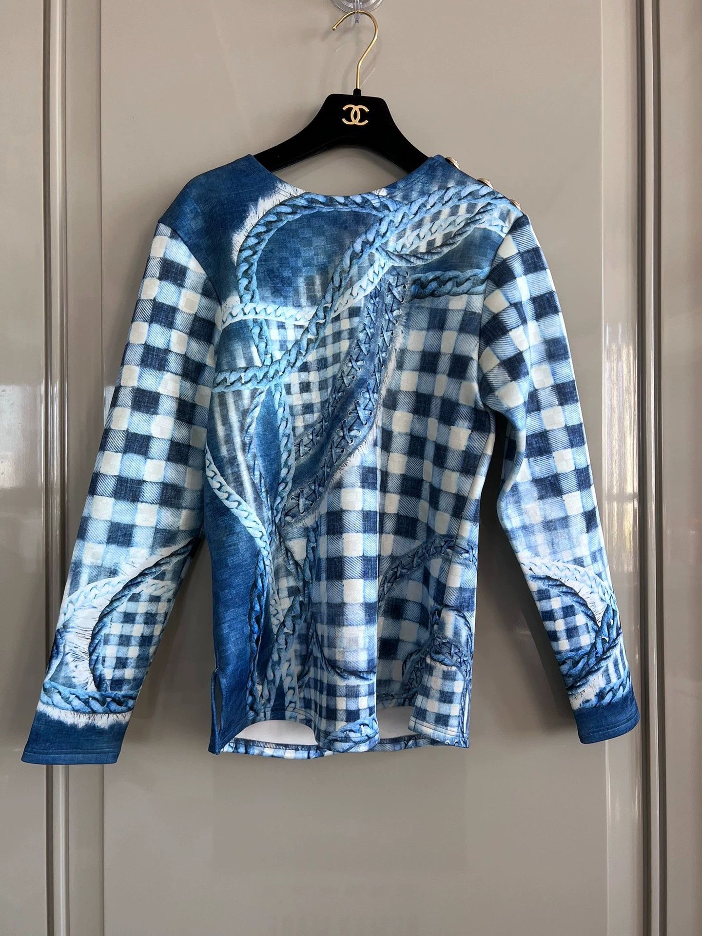 Balmain Balmain Space cotton blue printed top Size US S / EU 44-46 / 1 - 1 Thumbnail