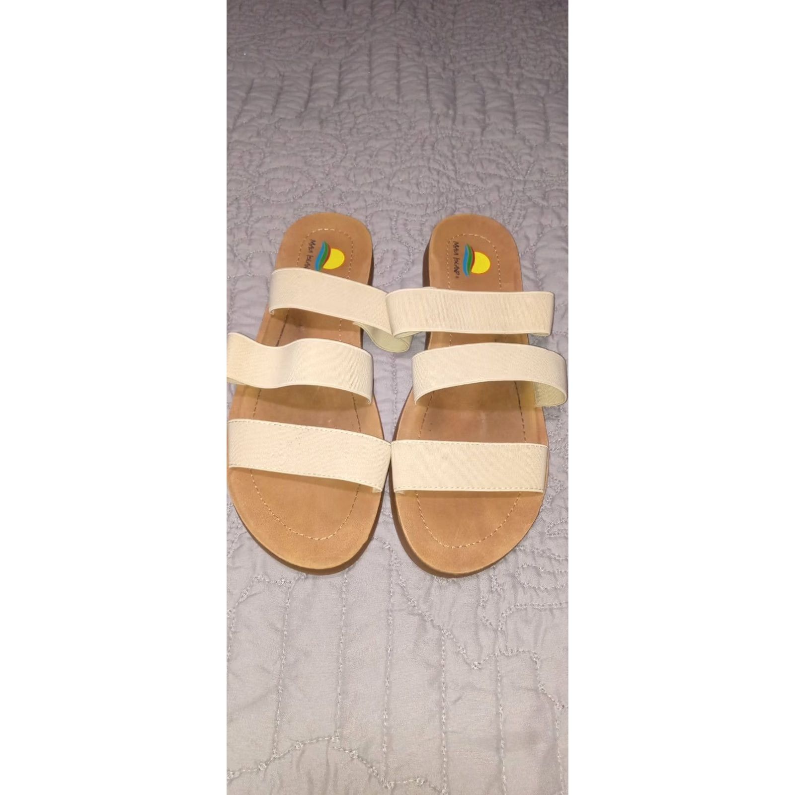 ALOHAS VINTAGE Women’s ALOHA MAUI ISLAND Stretch Sandals Slide Beige 10M Womens Size US 10 / IT 40 - 4 Thumbnail