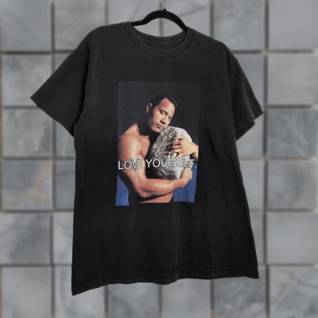 Vintage VINTAGE Black y2k The Rock WWE Dwayne Large Love Yourself Funny Obscure Pun Shirt Unisex Adults L Mens Size US L / EU 52-54 / 3 - 1 Thumbnail