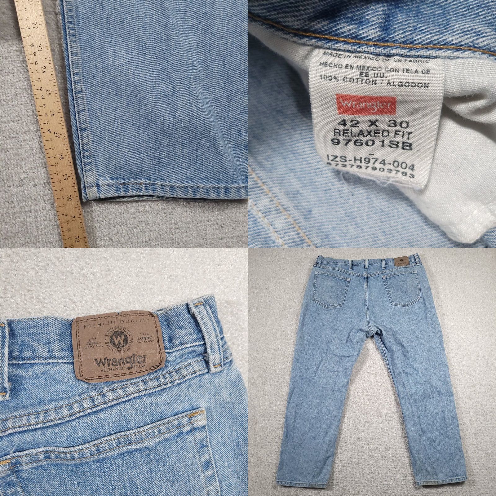 Wrangler VINTAGE Wrangler Jeans Mens 42x30 Denim Relaxed Fit Workwear Grunge Medium Wash Mens Jeans Straight 5-Pocket Grunge Size US 42 / EU 58 - 9 Thumbnail