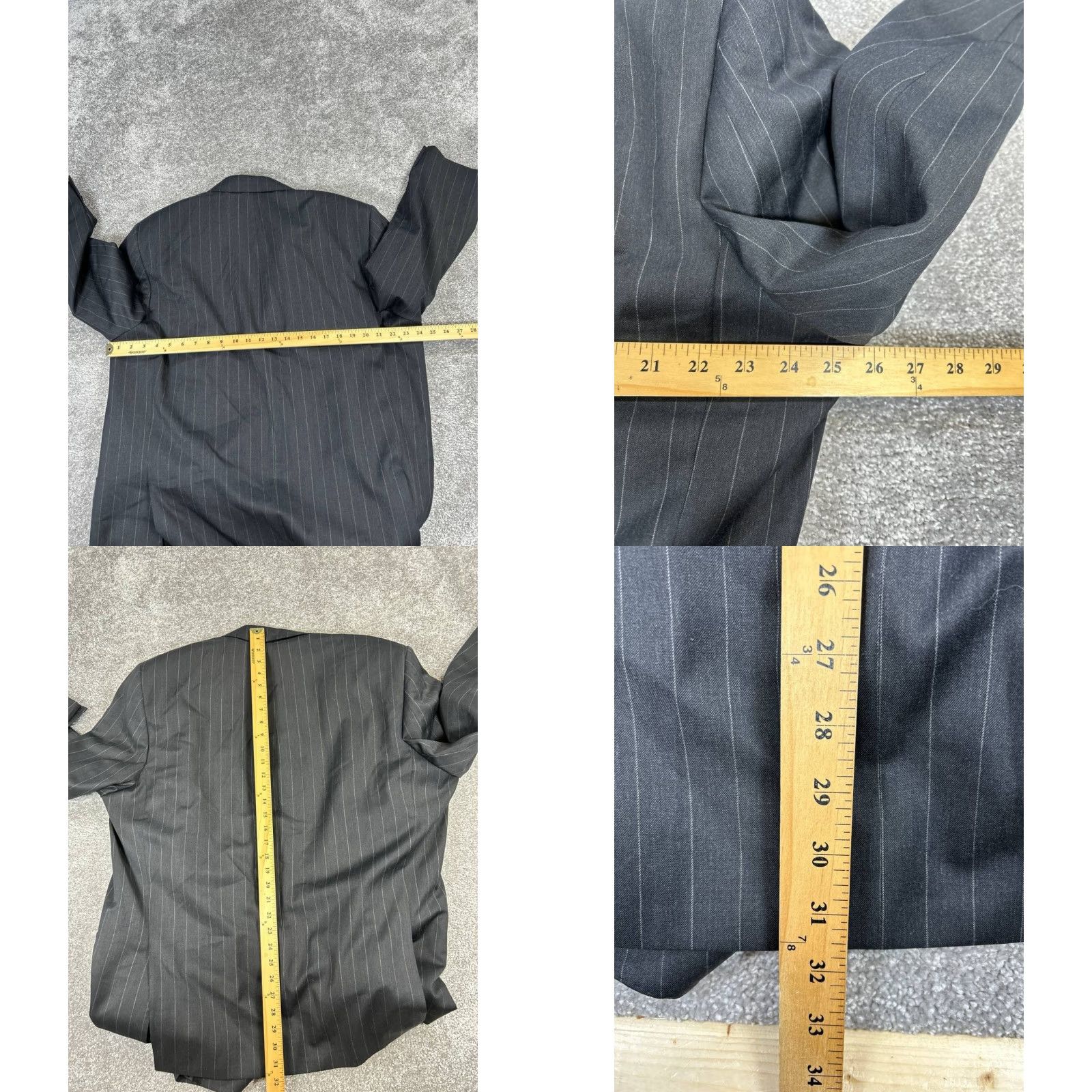 Vintage Everett Hall Suit Mens 44 L Black Wool Shirt Size 44R - 8 Thumbnail