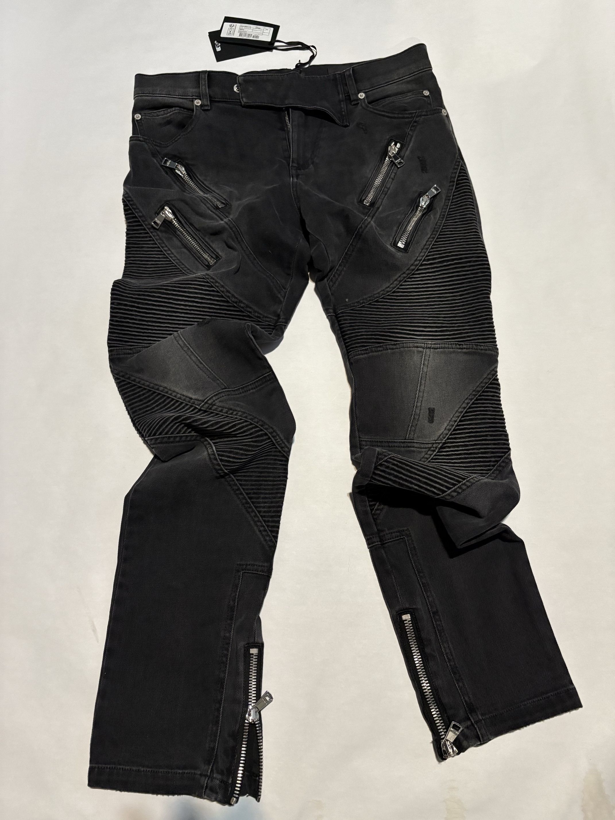 Balmain Biker jeans in faded denim Size US 32 / EU 48 - 1 Thumbnail