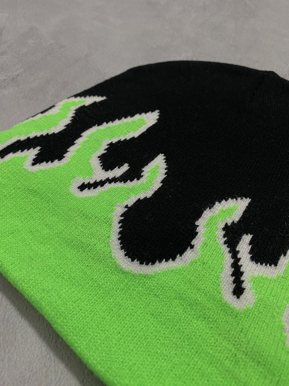 Japanese Brand Vintage 90s Y2K Beanie 🐲GREEN FIRE🔥 Man Punk Japanese style Size ONE SIZE - 3 Thumbnail