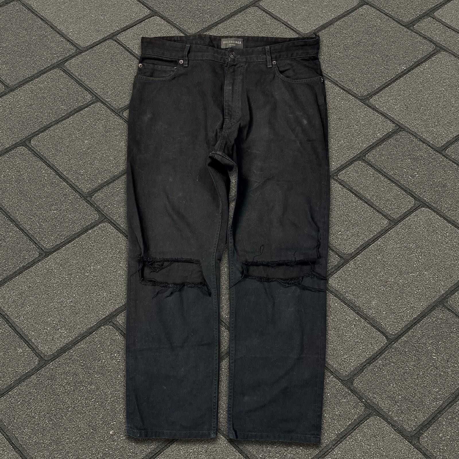 Balenciaga SS23 Balenciaga Black Wide Leg Denim Size US 34 / EU 50 - 1 Thumbnail