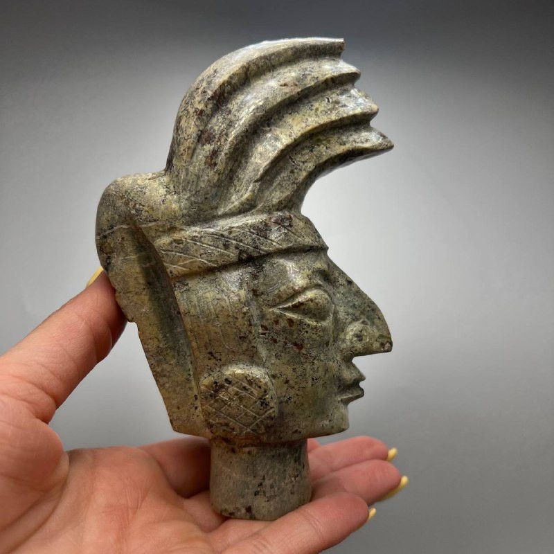 Vintage Indonesian Hand Carved Stone Head Sculpture Primitive Size ONE SIZE - 1 Thumbnail