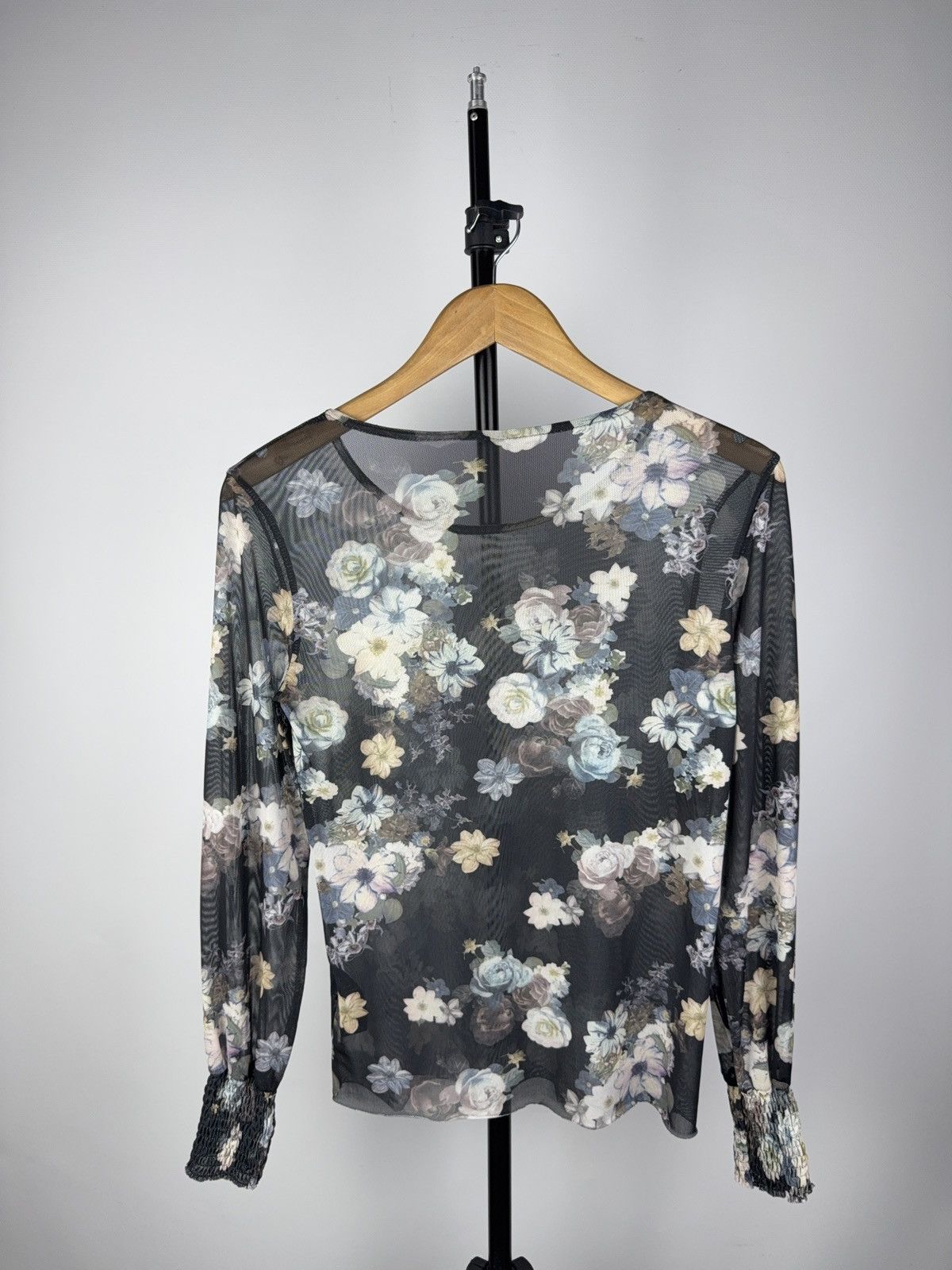 Other 00s Y2K Floral Mesh Blouse Sheer Stretch Top JPG Style Size L / US 10 / IT 46 - 4 Thumbnail