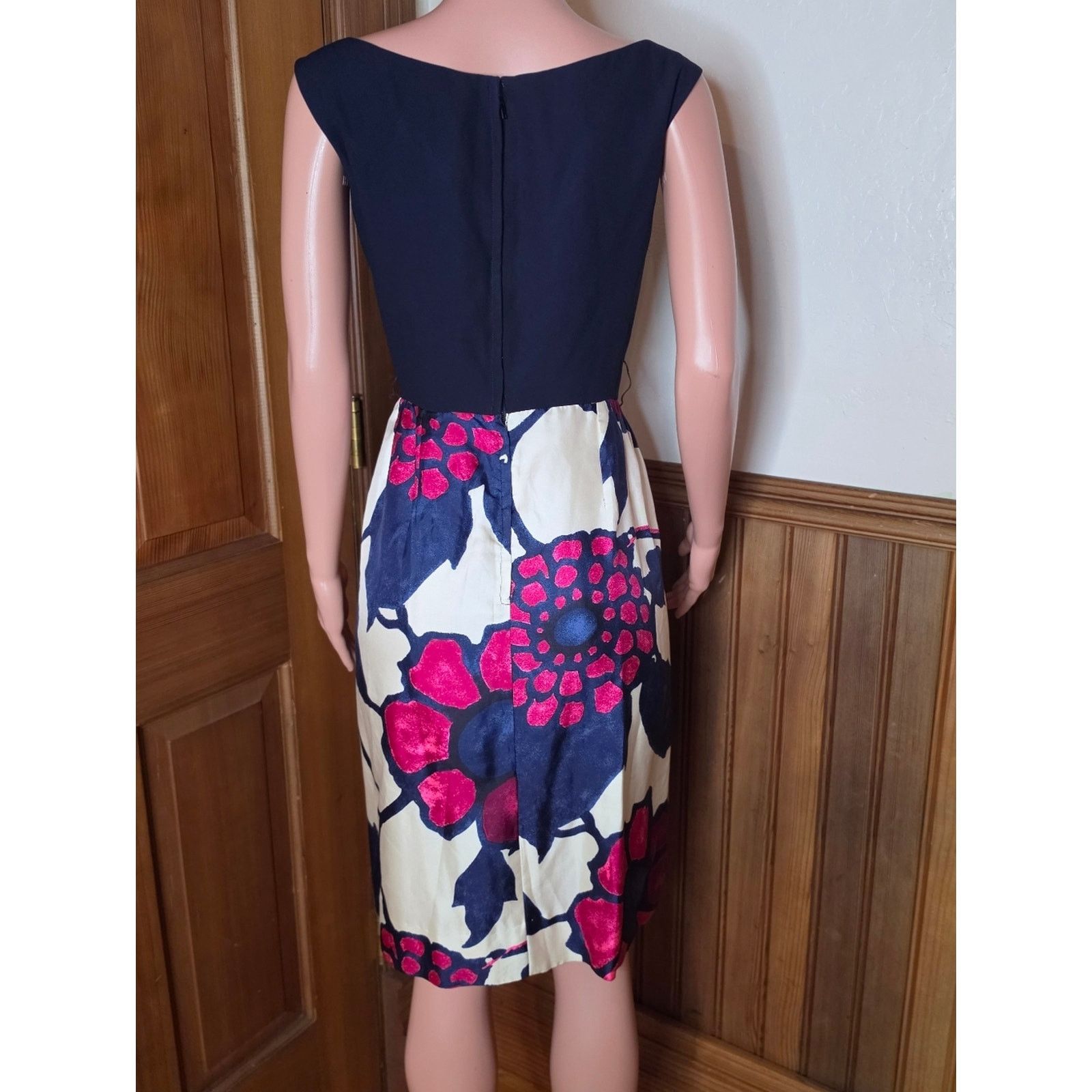 I. Magnin Joseph Magnin 60s Silk Pleated Floral Cocktail Dress Size M / US 6-8 / IT 42-44 - 3 Thumbnail