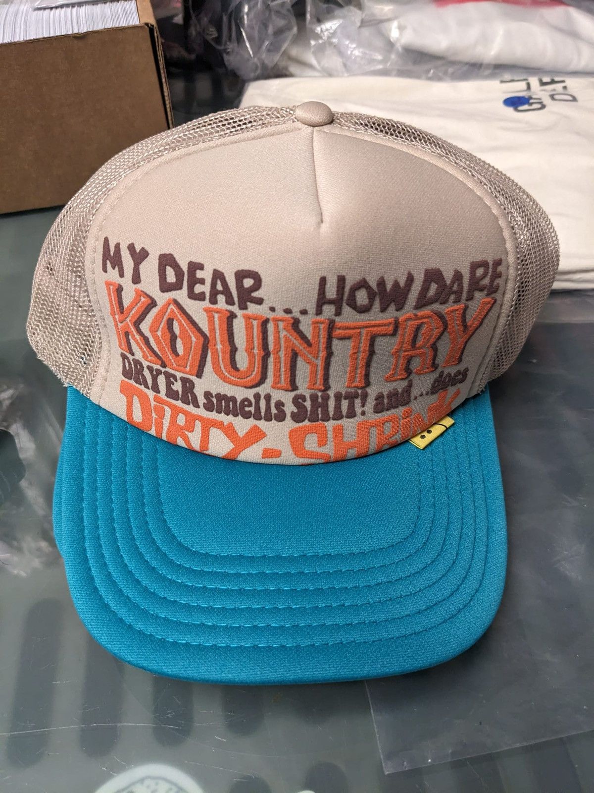 Kapital KAPITAL KOUNTRY DIRTY SHIRNK TRUCKER CAP HAT BEIGE TURQUOISE Size ONE SIZE - 4 Thumbnail