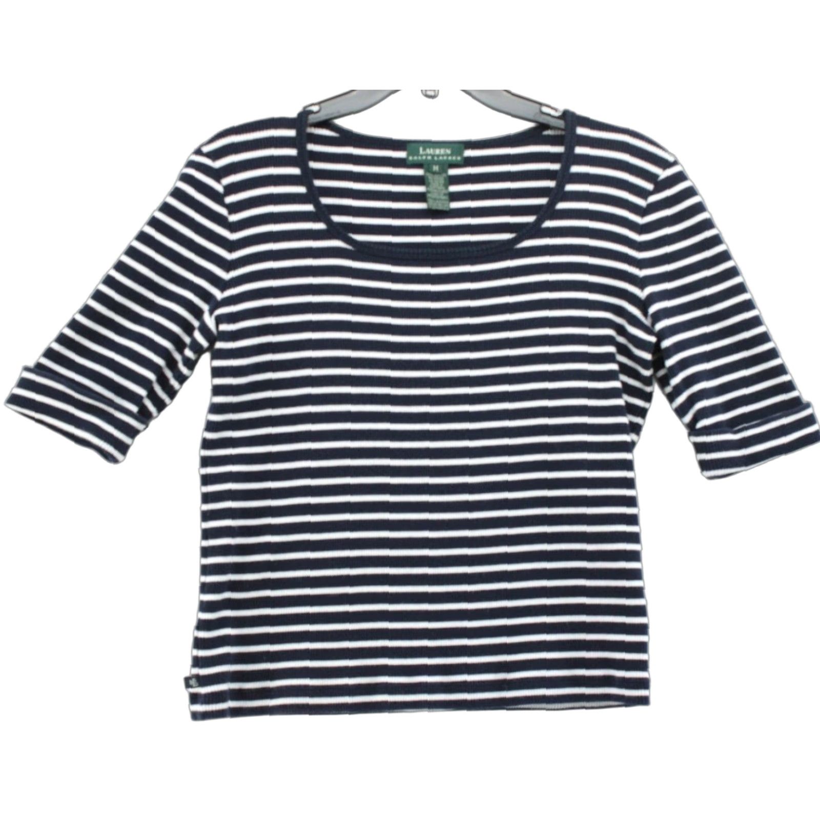 Ralph Lauren VINTAGE Lauren Ralph Lauren Shirt Women's Medium Blue White Striped Sailor Classic Nautical Preppy Mens Size M / US 6-8 / IT 42-44 - 1 Thumbnail