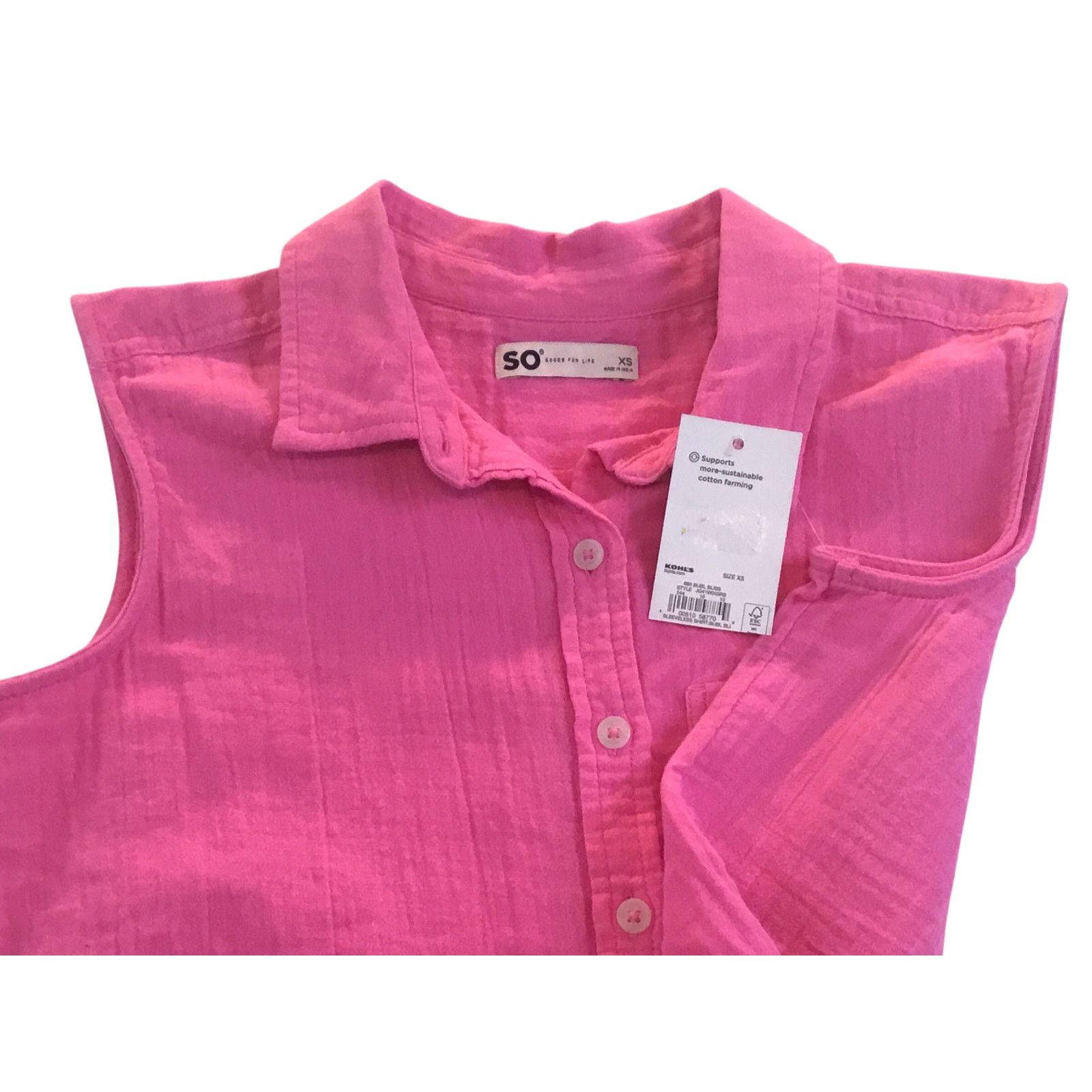 Other SO Pink Gauze Crinkle Bubble Bliss Sleeveless Top XS NWT Size XS / US 0-2 / IT 36-38 - 1 Thumbnail