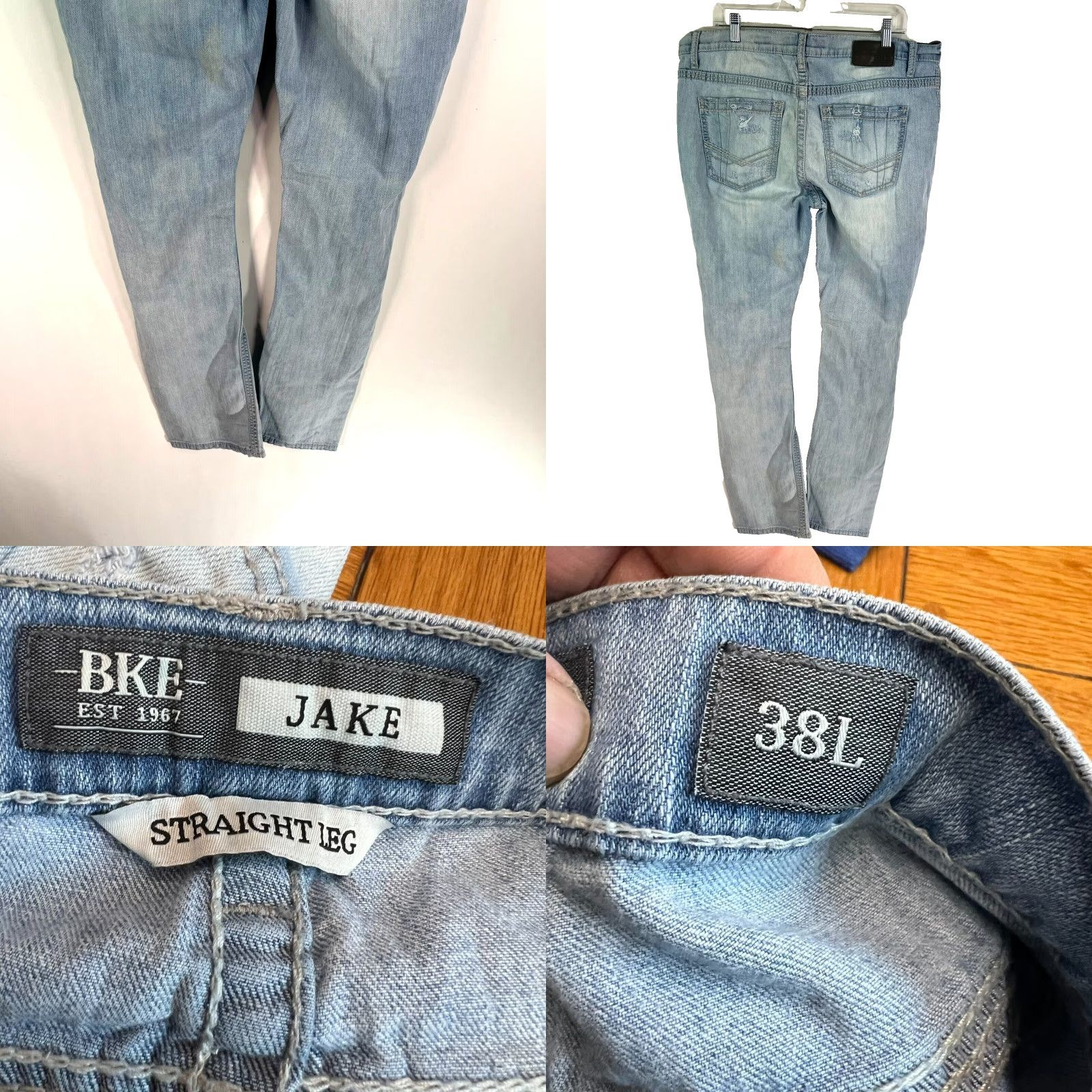 Vintage Buckle BKE Jake Men's Straight Leg Denim Jeans Size 38L Blue Distressed 34x38 Size US 38 / EU 54 - 8 Thumbnail