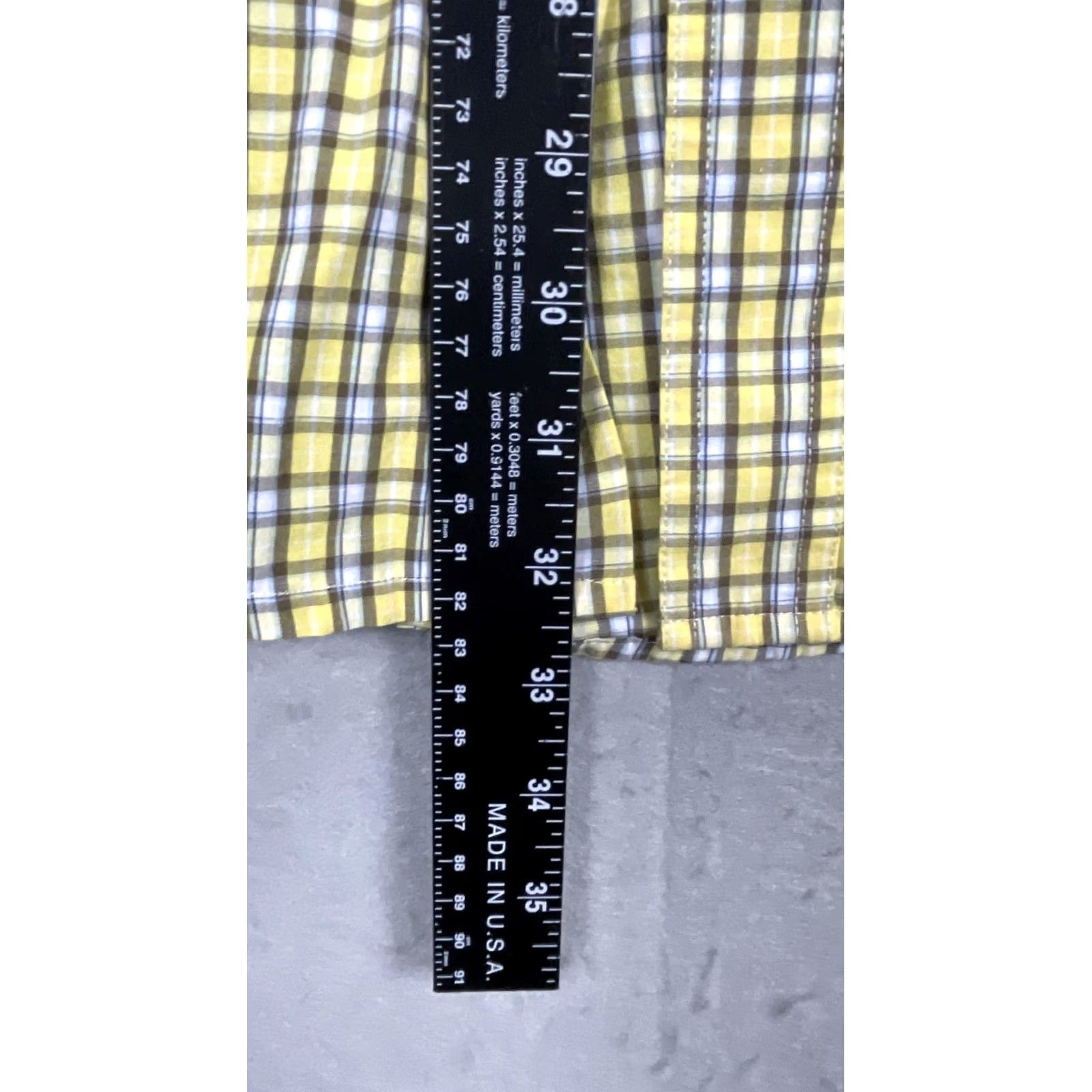 Chaps Chaps Shirt Mens XL Yellow Brown Plaid Button Down Short Sleeve Easy Care Logo Size US XL / EU 56 / 4 - 6 Thumbnail