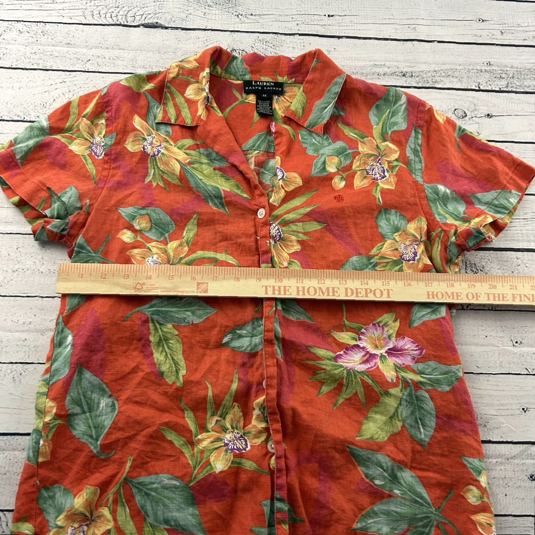 Ralph Lauren Lauren Ralph Lauren Floral Short Sleeve Button-Up Shirt Womens M Linen Multicolor Size M / US 6-8 / IT 42-44 - 4 Thumbnail