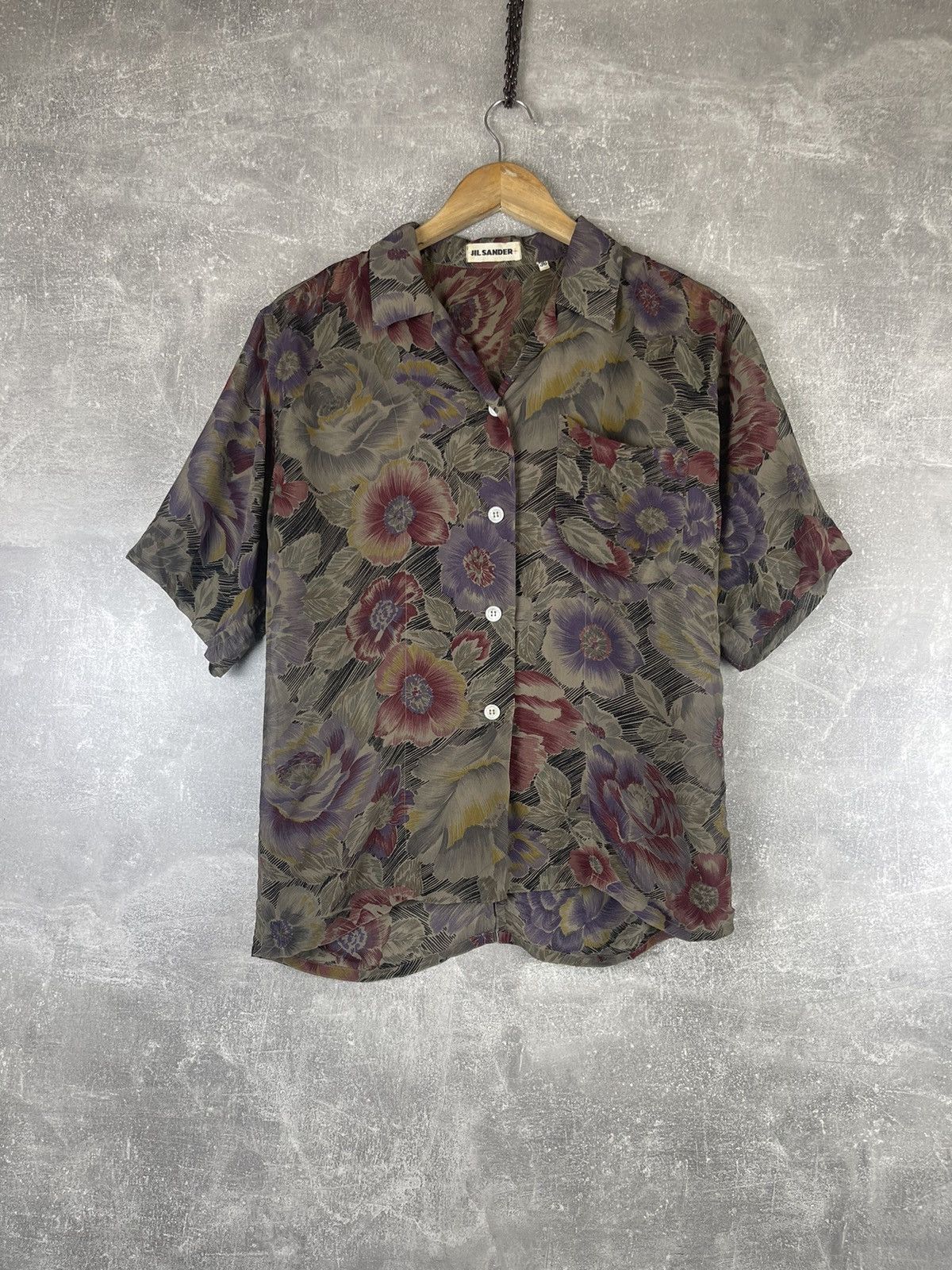 Jil Sander Jil Sander+ Floral Silk Short Sleeve Vintage Boxy Shirt Size XS / US 0-2 / IT 36-38 - 1 Thumbnail
