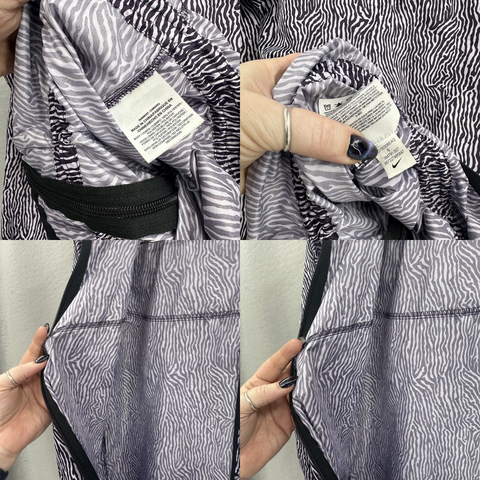 Nike Nike Windrunner Jacket Womens S Black Windbreaker, Windrunner, Hooded, Zip, Pockets, Lightweight, Running, Fall/Spring/Winter, Womens Size S / US 4 / IT 40 - 10 Thumbnail