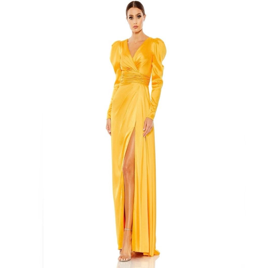 MACH & MACH Mac Duggal Satin A-line gown maxi dress marigold size 6 UB Size M / US 6-8 / IT 42-44 - 1 Thumbnail
