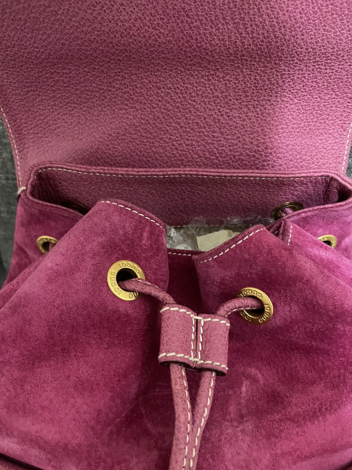 Vintage Gucci Bamboo Leather suede Backpack Size ONE SIZE - 19 Thumbnail