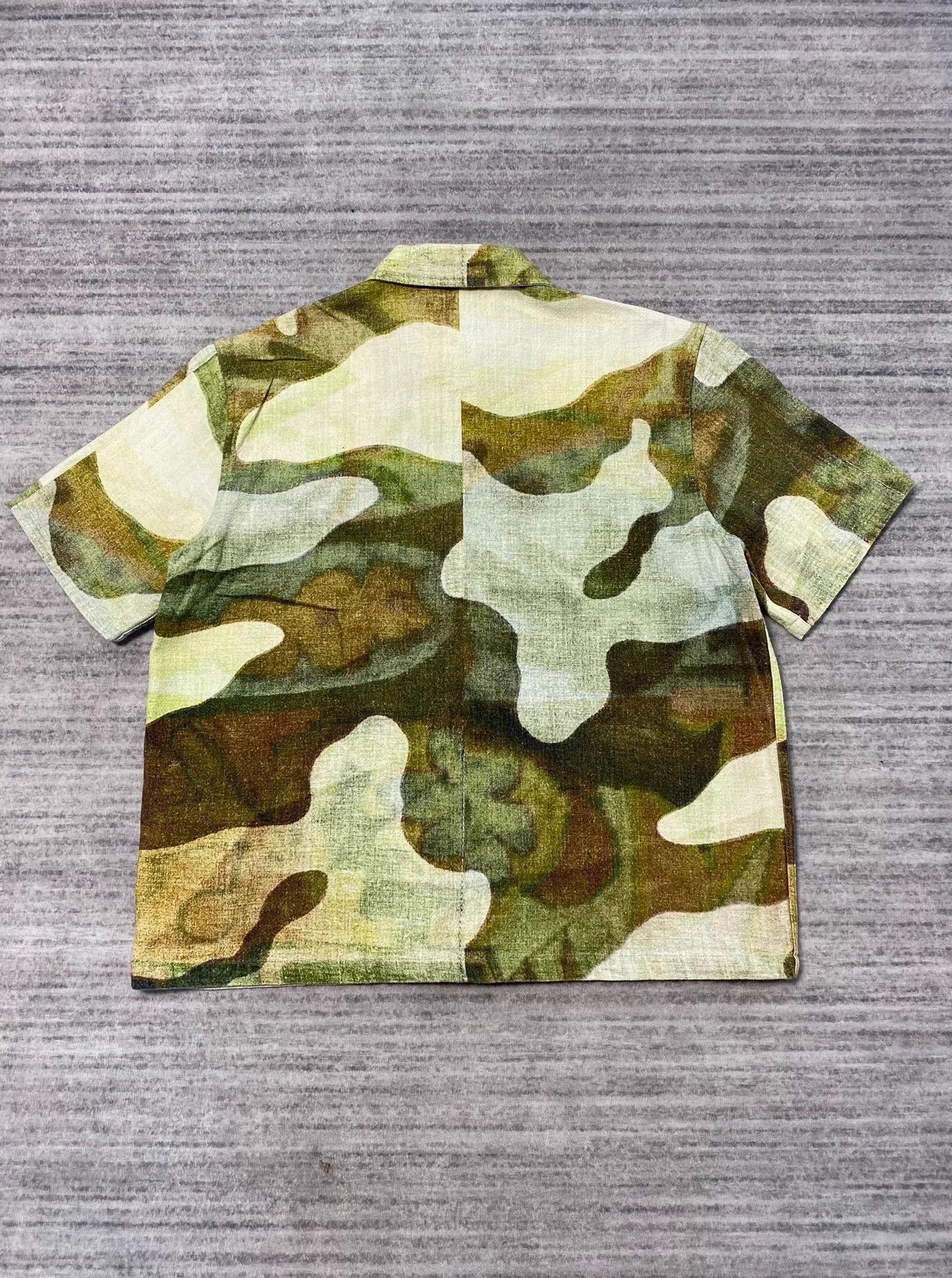 Our Legacy Our Legacy Oil Camo Psy Green Cuban Collar Shirt Size US S / EU 44-46 / 1 - 2 Thumbnail