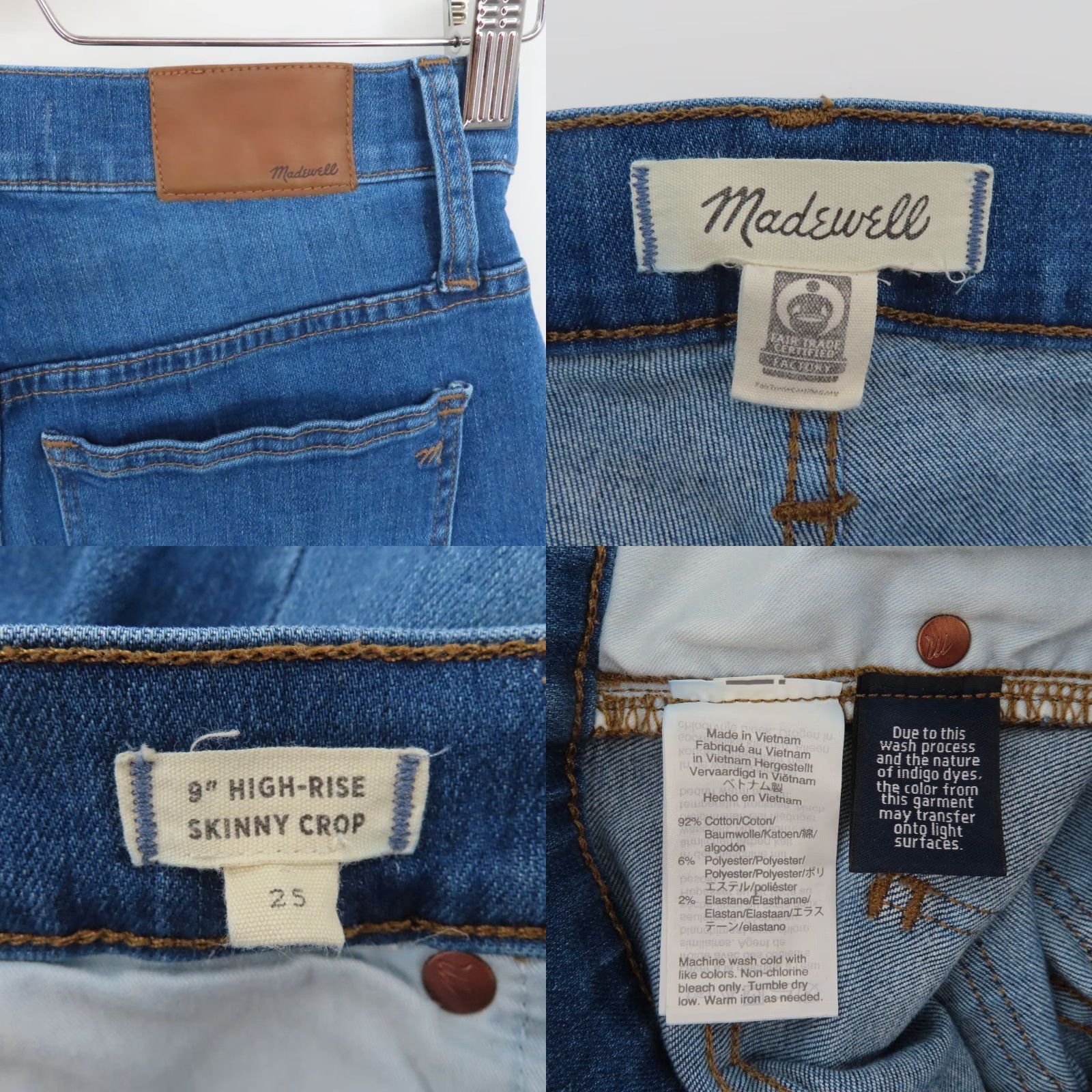 Madewell Madewell Womens Jeans 25 High Rise Skinny Crop Denim Blue Distressed 5-Pocket Size 42" / US 20 - 8 Thumbnail