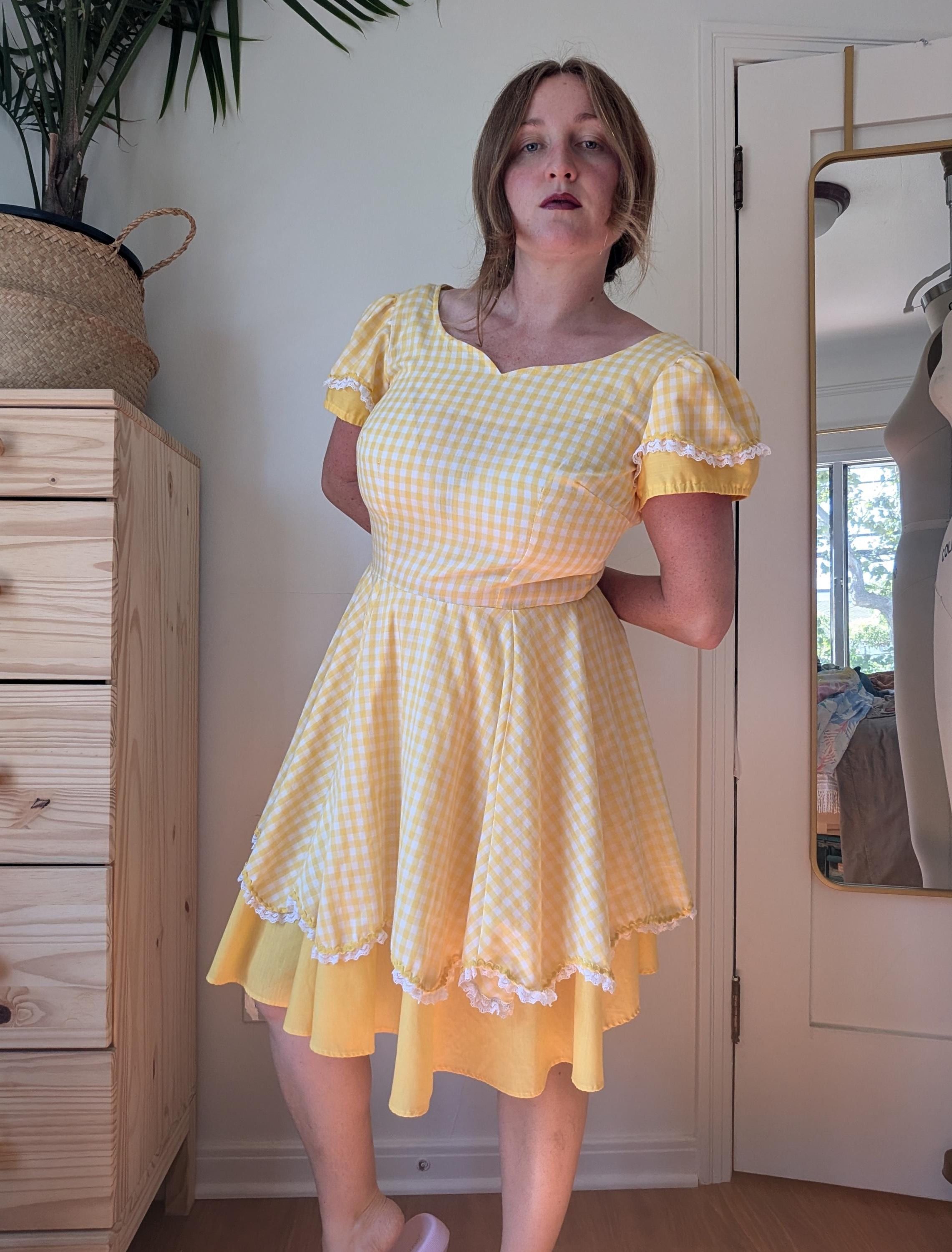 Vintage 1970s Yellow Gingham Square Dance Dress - Country Western | Grailed