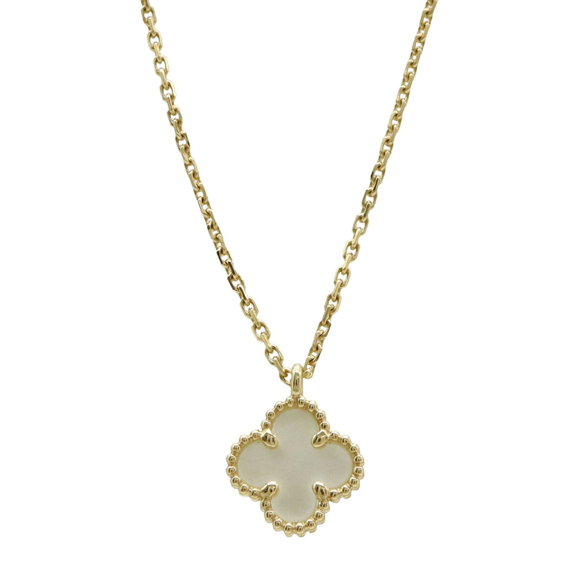 Van Cleef & Arpels VCA Sweet Alhambra Pendant Necklace in 18K Yellow Gold Shell (VCARF69100)