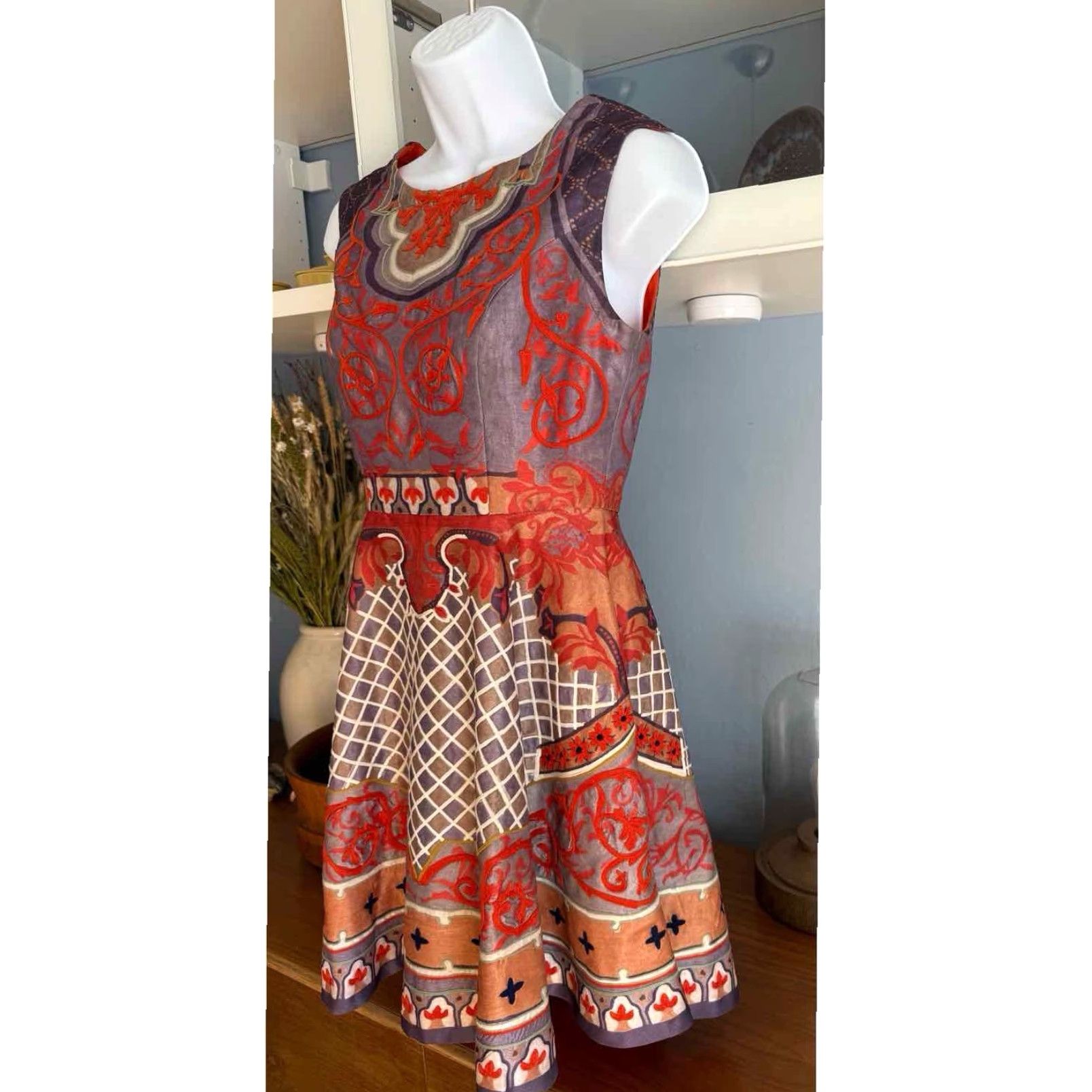 Anthropologie VINTAGE Anthropologie Pankaj & Nidhi Twilight Temple Dress Fit & Flare Sz 0 Size XS / US 0-2 / IT 36-38 - 2 Thumbnail