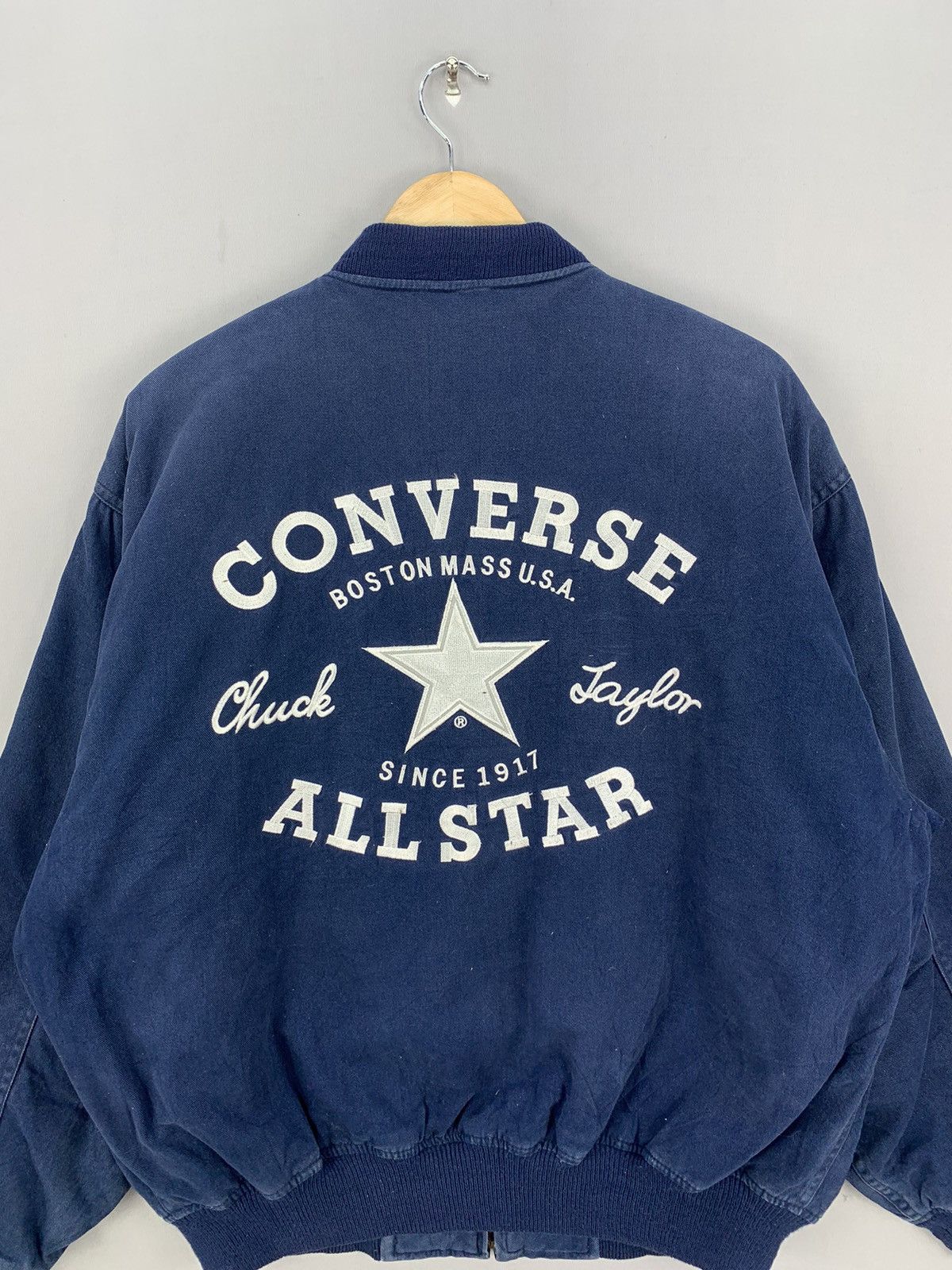 Converse Vintage 90s Era Converse All Star Embroidered Bomber Jacket Size US L / EU 52-54 / 3 - 11 Thumbnail