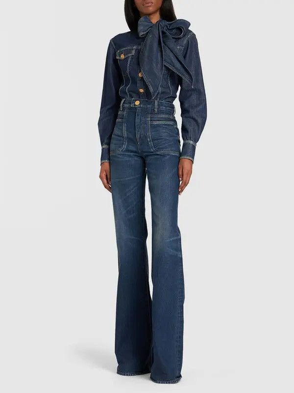 Balmain o1y0525 Denim Jacket in Blue Size S / US 4 / IT 40 - 6 Thumbnail