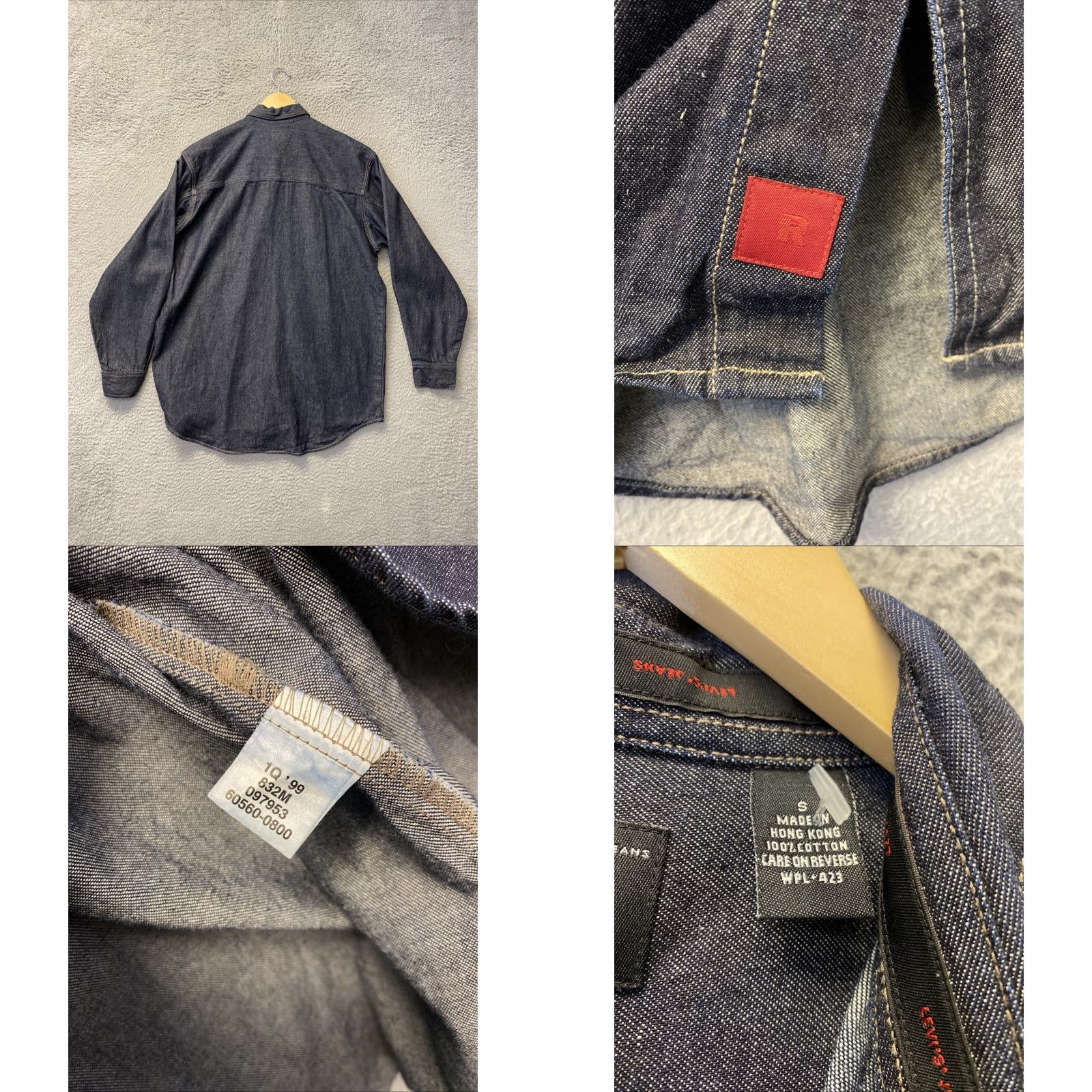 Denime VINTAGE Levi’s Denim Work Shirt Small Loose Fit Men Dark Gray 1980s Workwear Size US S / EU 44-46 / 1 - 8 Thumbnail
