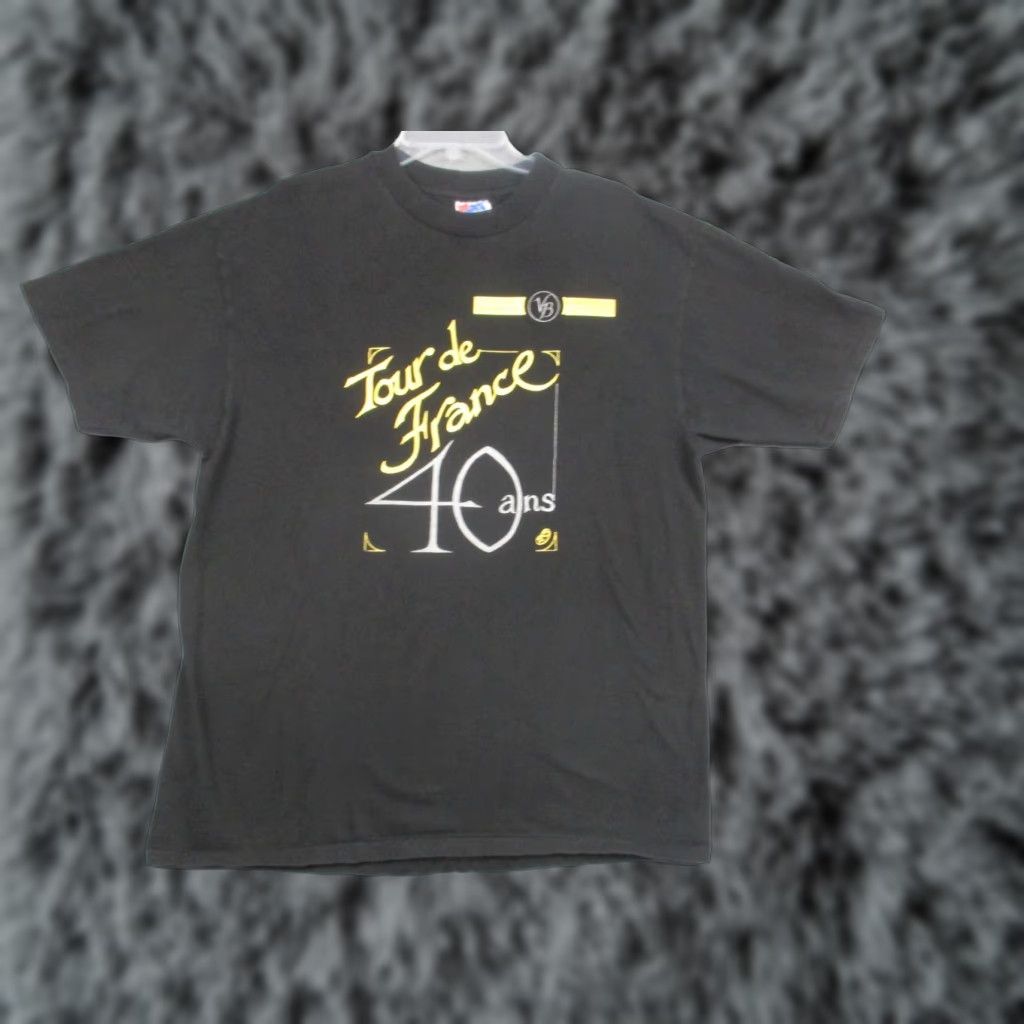 Hanes VINTAGE Hanes Beefy-T Tour de France Shirt Mens XL Black 40 ans Vineyard Brands Wine Cycling T-Shirt Size US XL / EU 56 / 4 - 1 Thumbnail
