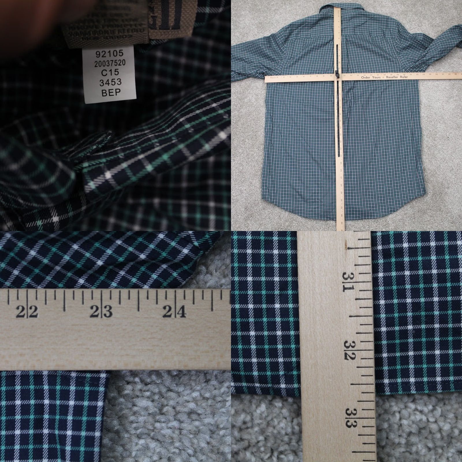 Vintage Duluth Shirt Mens Medium Green & Blue Wrinklefighter Relaxed Fit Cotton L/S Size US M / EU 48-50 / 2 - 8 Thumbnail