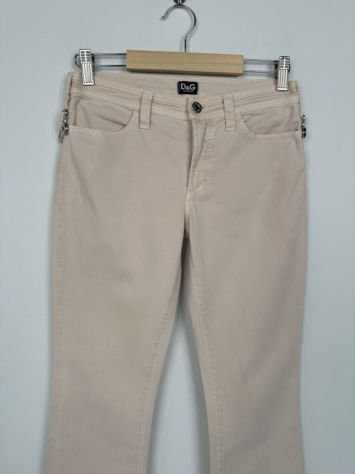 Dolce & Gabbana DOLCE & GABBANA Jeans Light Pink Flared Belted Pants size 26 Size 26" / US 2 / IT 38 - 3 Thumbnail