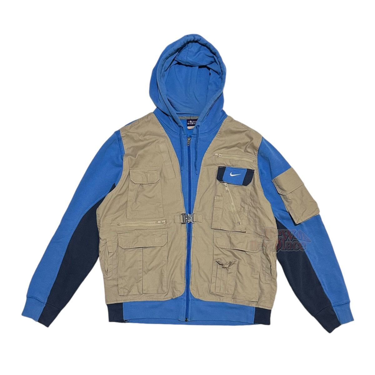 Nike Nike Blue 2Tone Vest edition “Mills” 593 Reworked Hoodie Size US XL / EU 56 / 4 - 2 Thumbnail