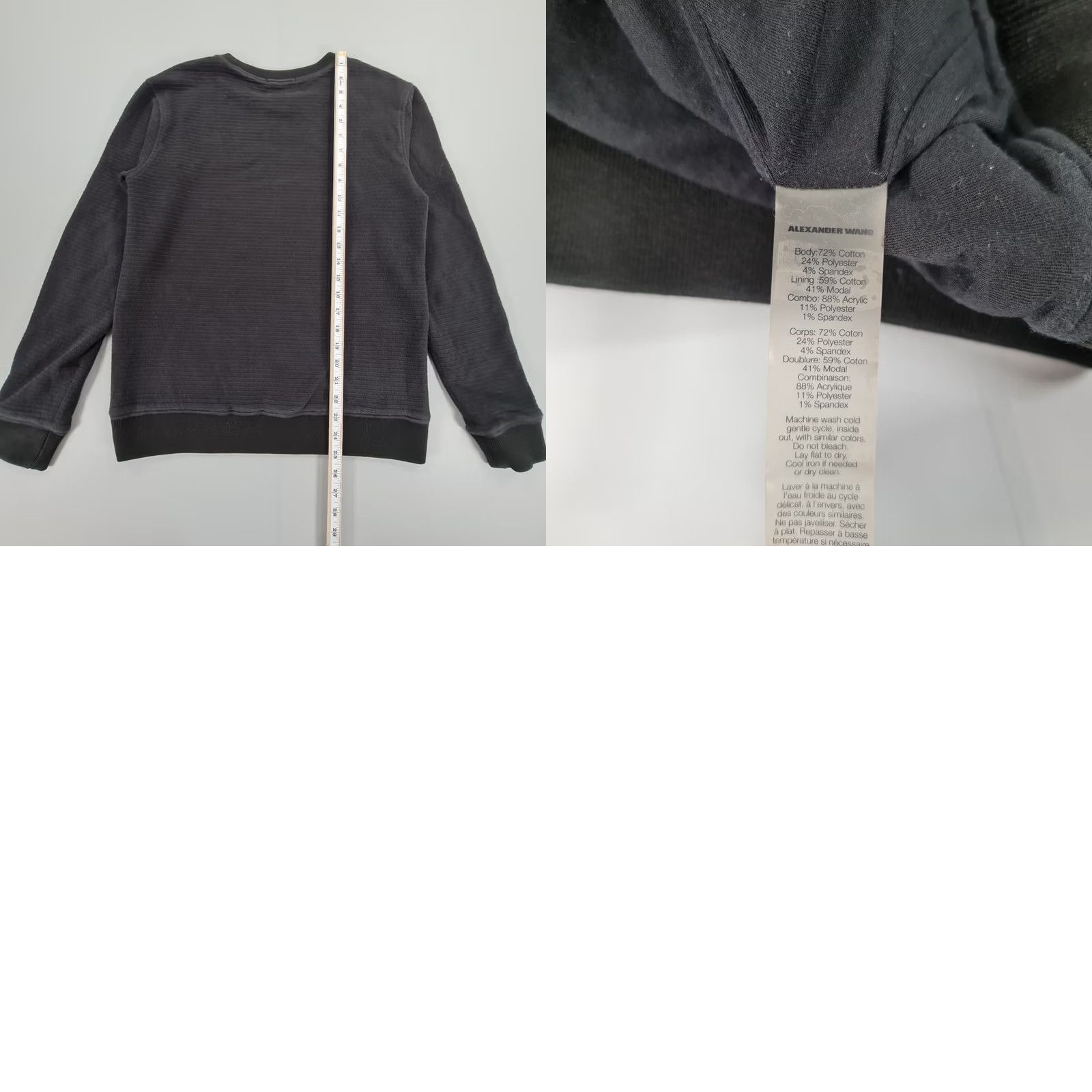 Alexander Wang Alexander Wang Womens Sweatshirt Black Small Cotton Blend Crew Sweater Size S / US 4 / IT 40 - 8 Thumbnail