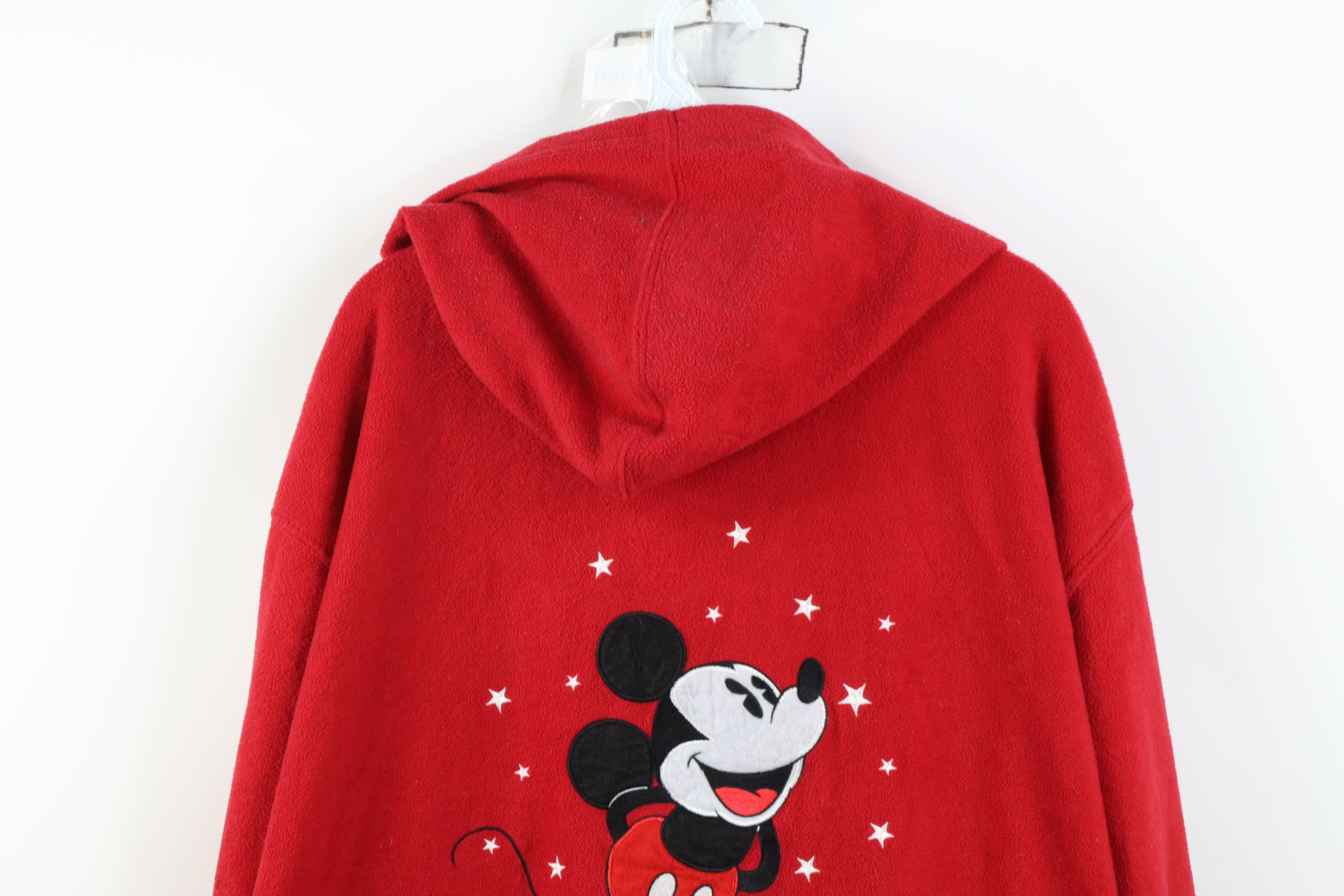 Disney Vintage 90s Disney Mickey Mouse Full Zip Fleece Hoodie Red Size 3XL / US 20-22 - 13 Thumbnail