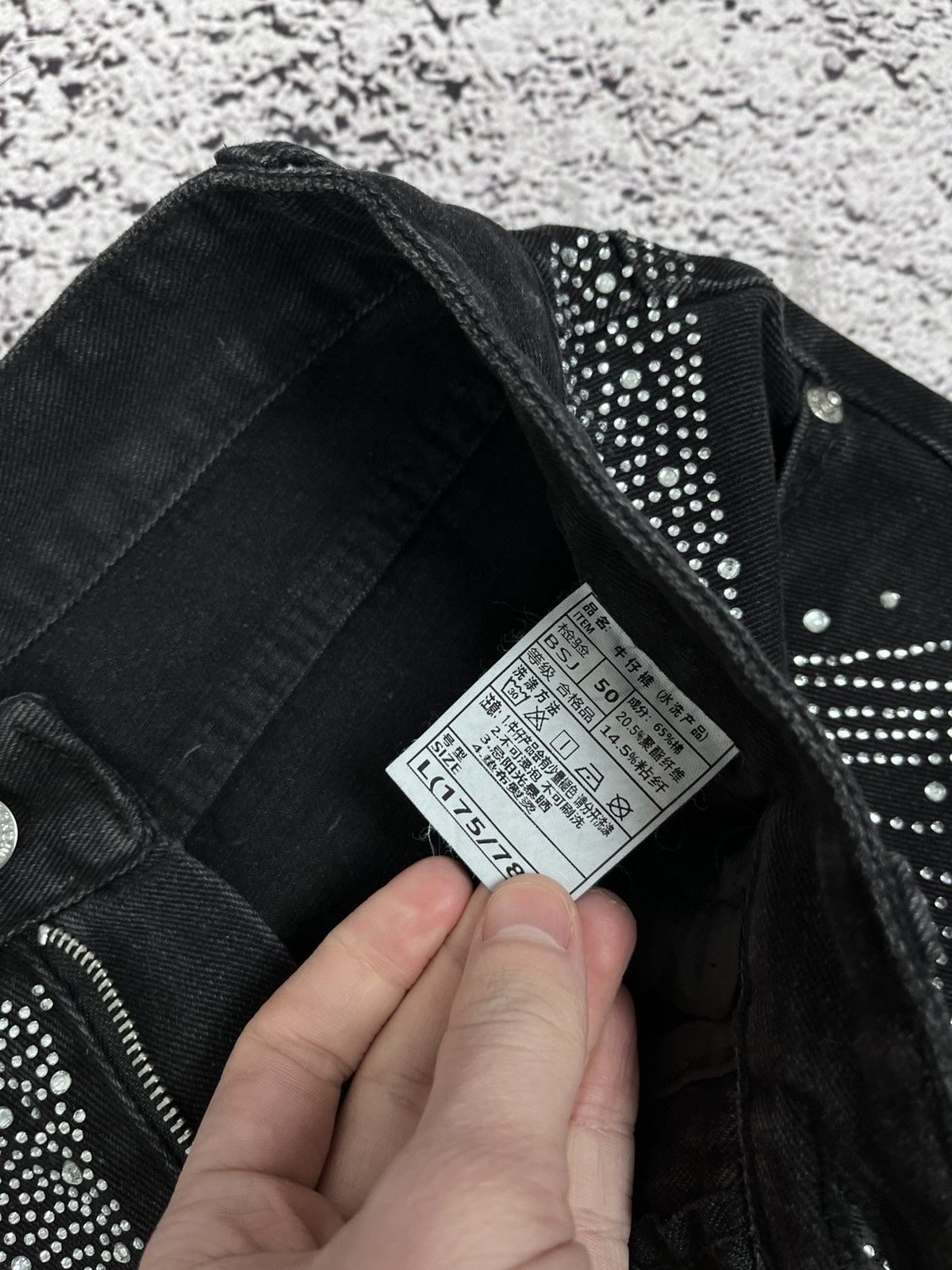 Japanese Brand Japanese Y2K Rhinestone Baggy Jeans Black Wide Leg Denim Size 30" / US 8 / IT 44 - 6 Thumbnail