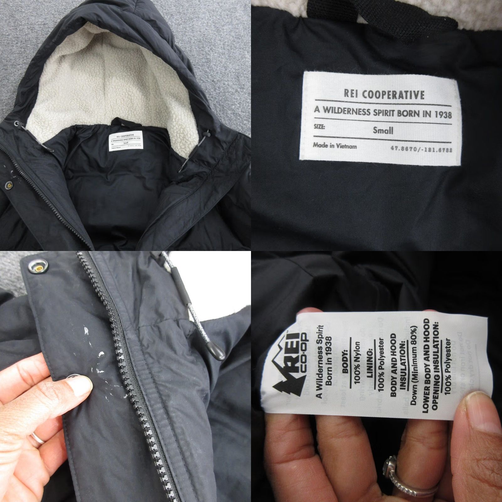 Vintage REI Co-op Coat Womens Small Black Down Puffer Hooded Long Parka Full Zip Warm Size S / US 4 / IT 40 - 8 Thumbnail