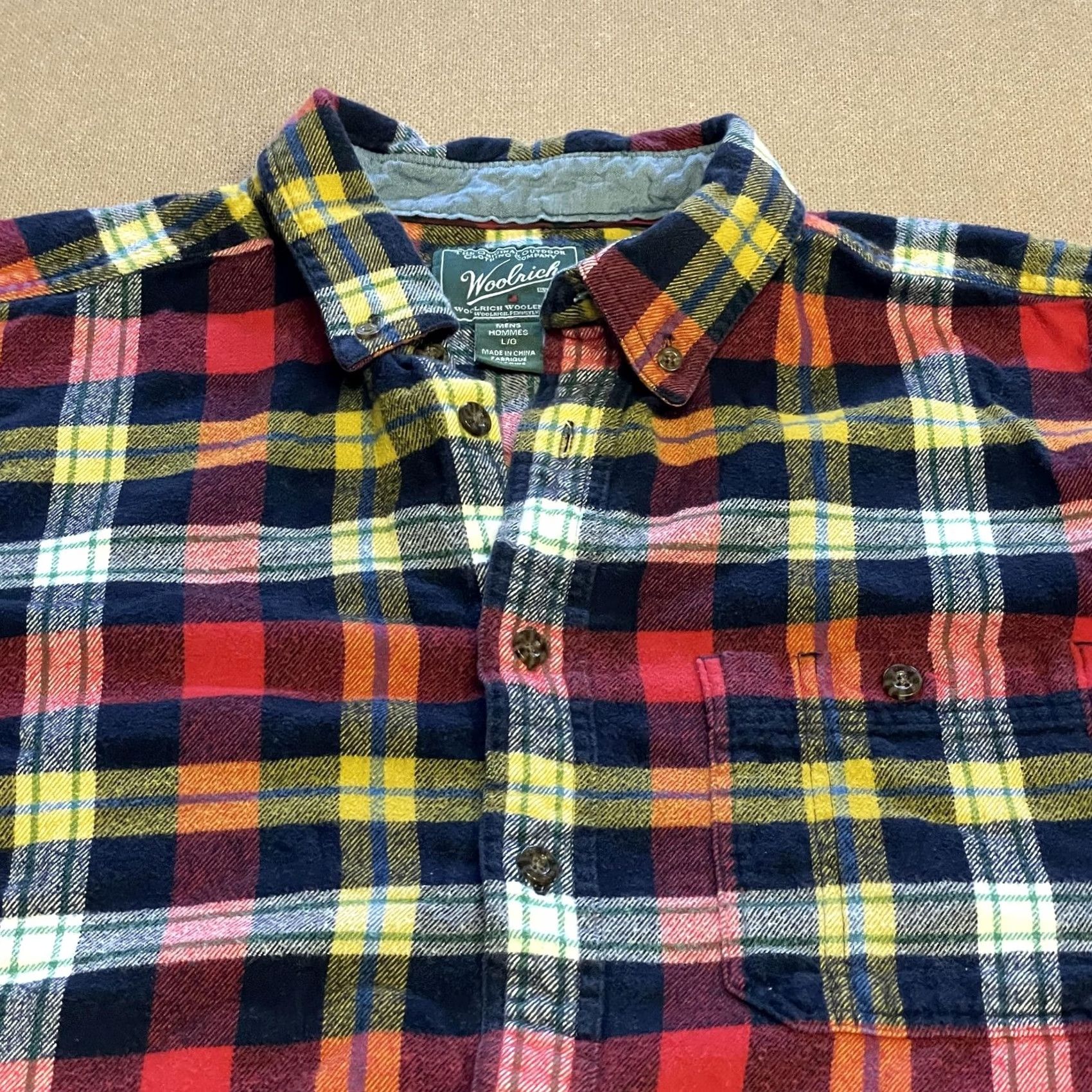Vintage Woolrich Shirt Mens Large Plaid Flannel Button Down Red Yellow Navy Outdoor Size US L / EU 52-54 / 3 - 2 Thumbnail