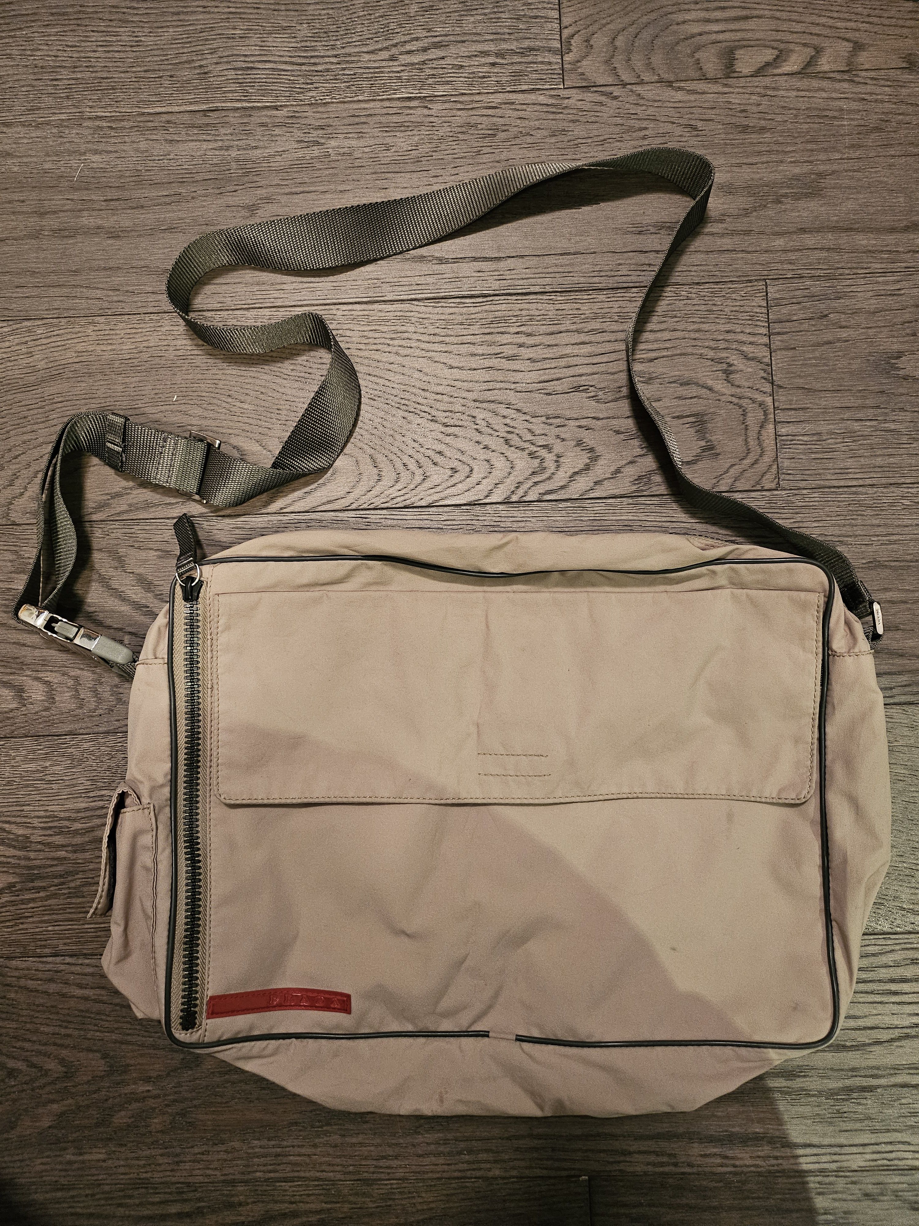 image of Prada Vintage Messenger Bag in Beige, Men's