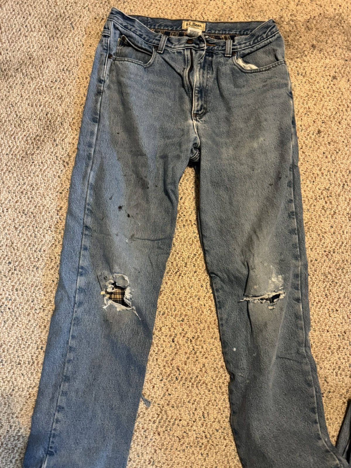 Carhartt × L.L. Bean × Vintage L.L. Bean Plaid Lined Work Pants Size US 33 - 1 Thumbnail