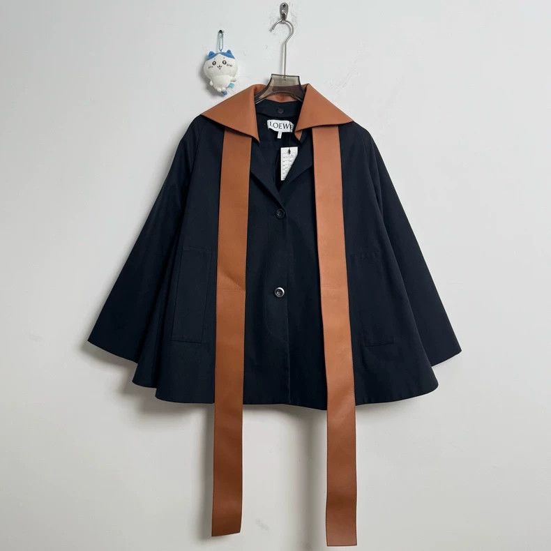 Loewe LOEWE size32 Piece leather ribbon windbreaker coat Size 4XL / US 24-26 - 1 Thumbnail