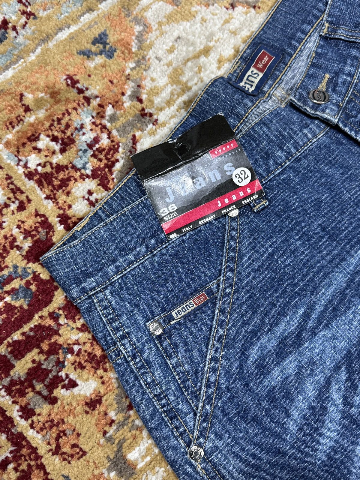 Japanese Brand ᶠᵃⁿᶜʸᵍᵘʸ BNWT Y2K Baggy Washed Denim Jeans Wide leg vintage Size US 38 / EU 54 - 4 Thumbnail
