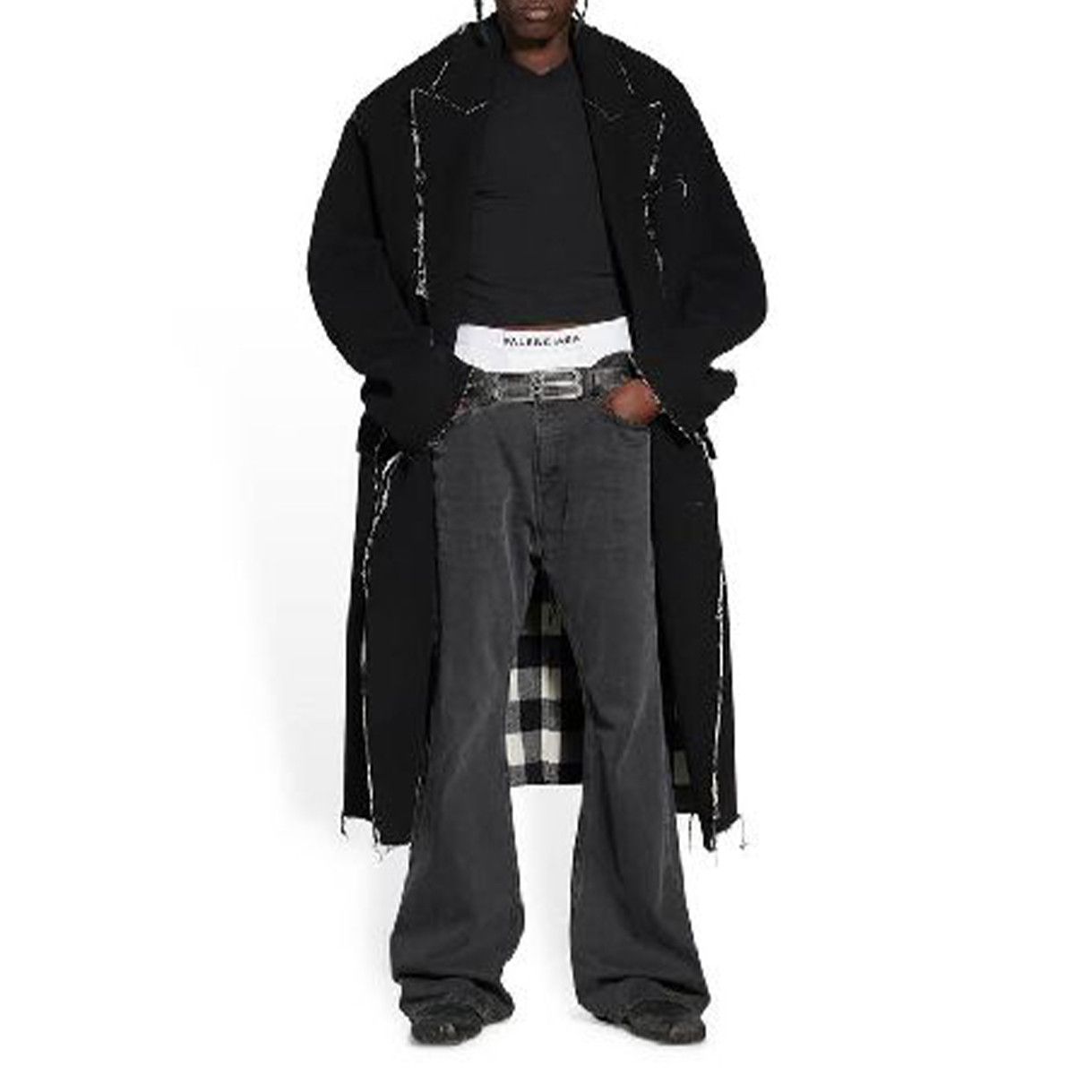 Balenciaga o1mt1gz0924 Raw Edge Coat in Black Size US XL / EU 56 / 4 - 2 Thumbnail