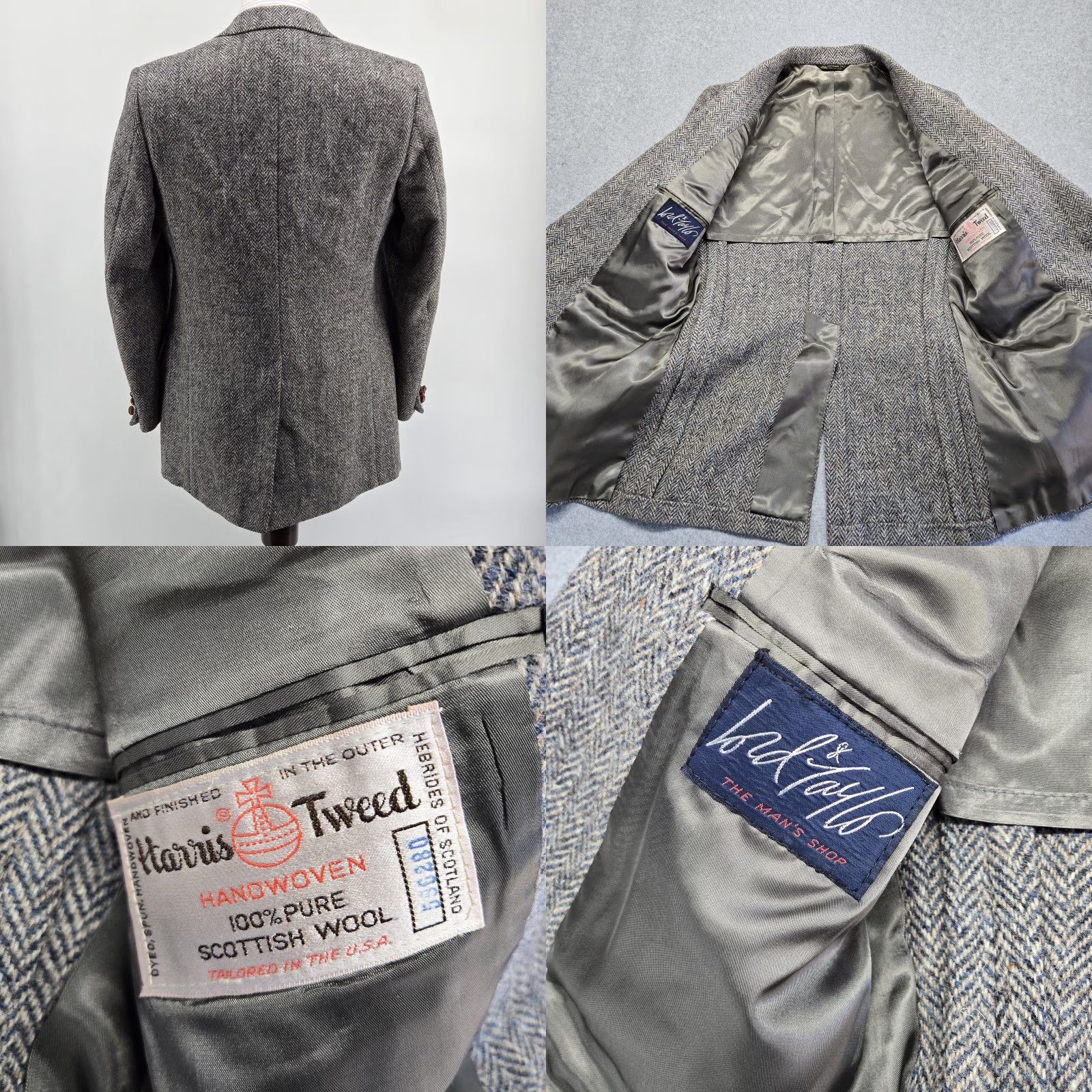 Harris Tweed Vintage Harris Tweed Sport Coat Gray Herringbone 40R Two-Button Notch Lapel Wool Blazer United States Mens Regular 2 Piece Jacket Coat Size 40R - 8 Thumbnail