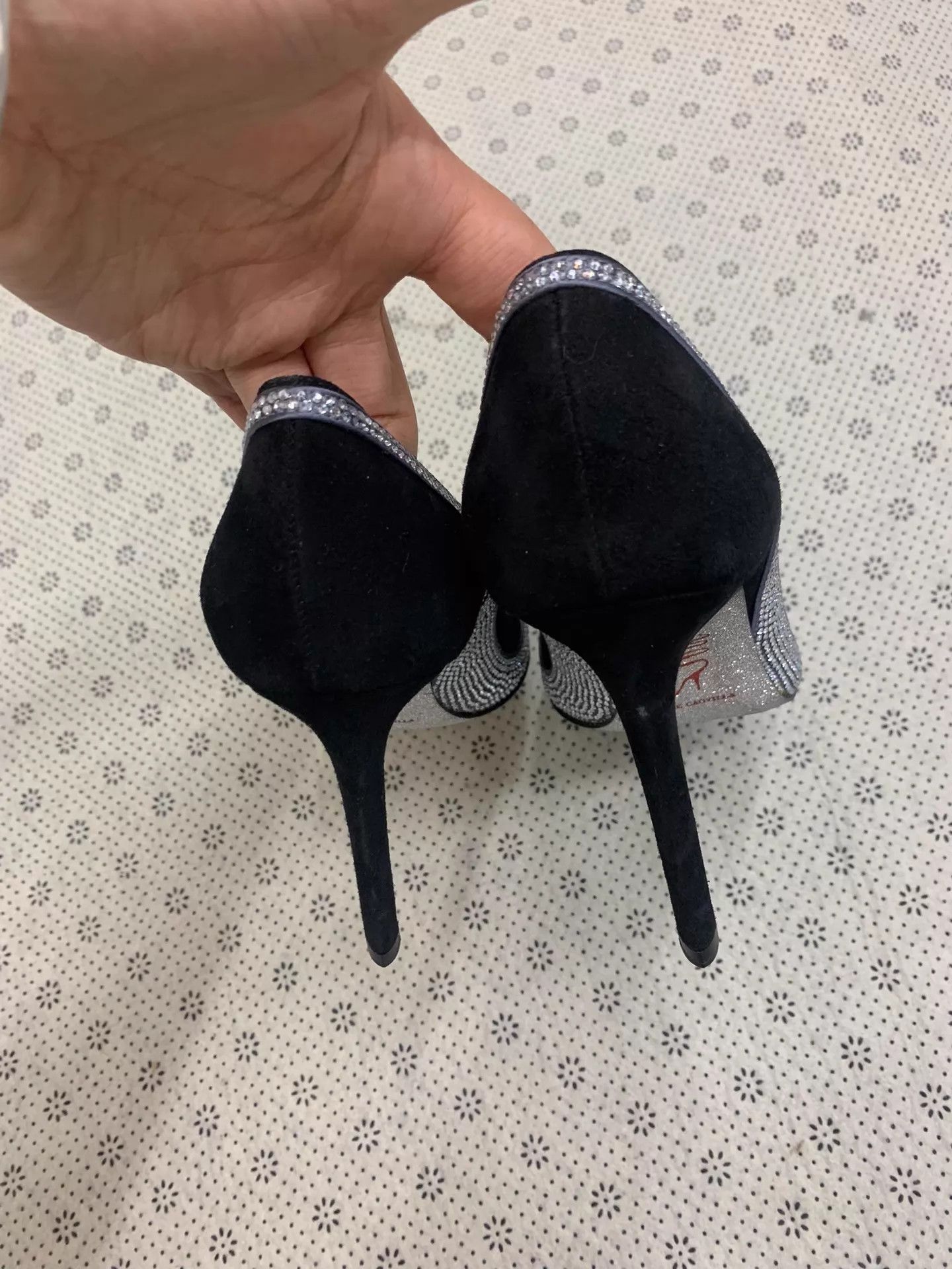 Rene Caovilla RC Black Rhinestone Heels 36 Unused Size US 5.5 / IT 35.5 - 3 Thumbnail