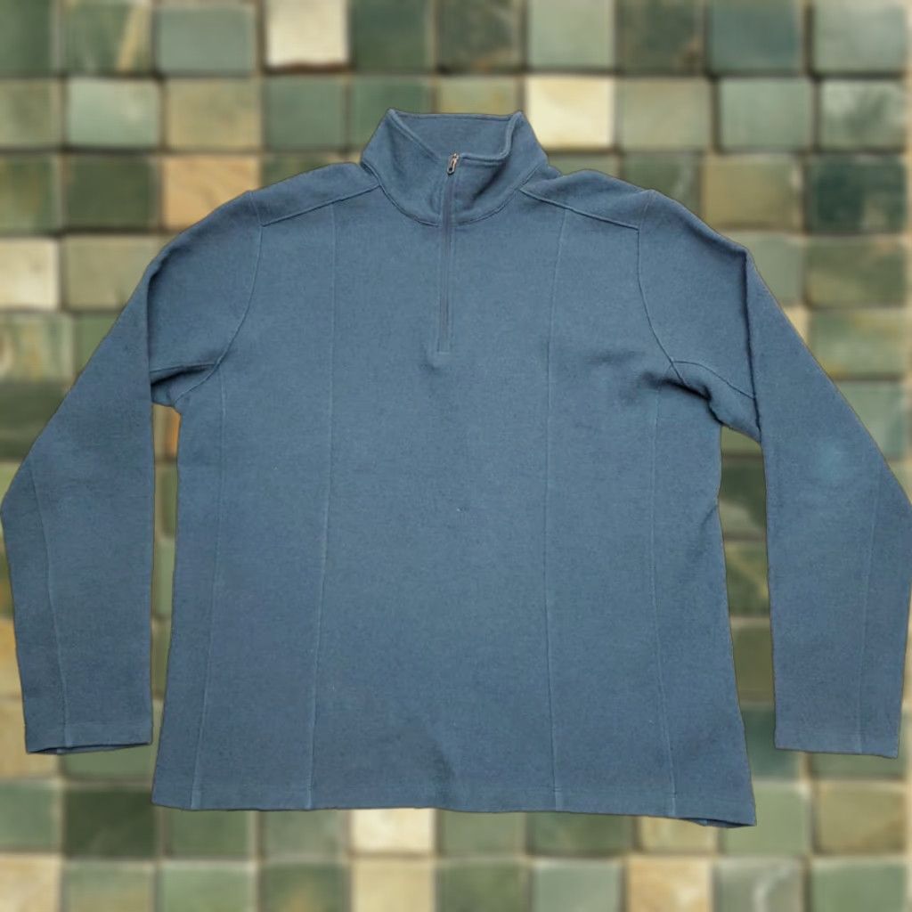Vintage Ibex Jacket Mens Blue 94% Merino Wool 1/4 Zip Pullover Outdoors Made in USA XL Windbreaker Pockets Solid Regular Wool Size US XL / EU 56 / 4 - 1 Thumbnail