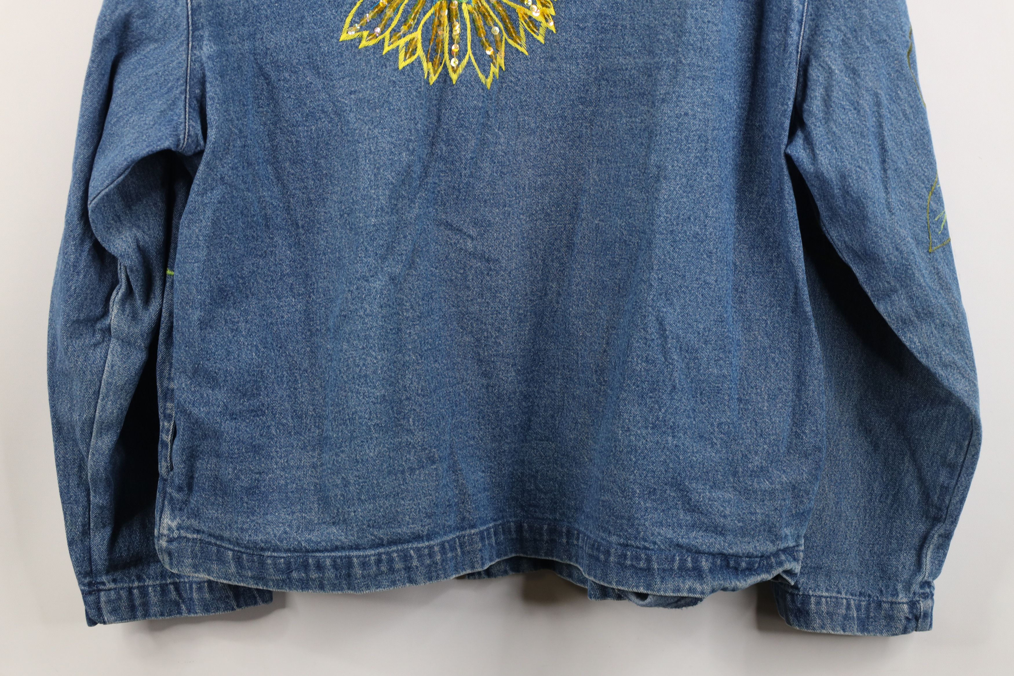 Vintage Vintage 90s Y2K Streetwear Nature Sun Flower Denim Jacket Size M / US 6-8 / IT 42-44 - 14 Thumbnail