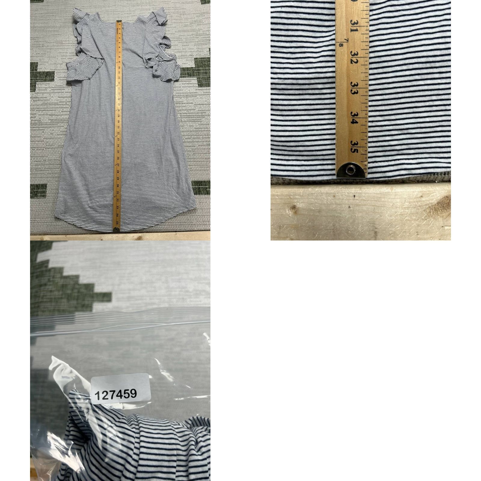 J.Crew J.CREW Dress Womens L Blue Cotton Sleeveless Sundress A-Line Casual Summer Short White Stripe Pattern Ruffle Vintage No Size L / US 10 / IT 46 - 8 Thumbnail