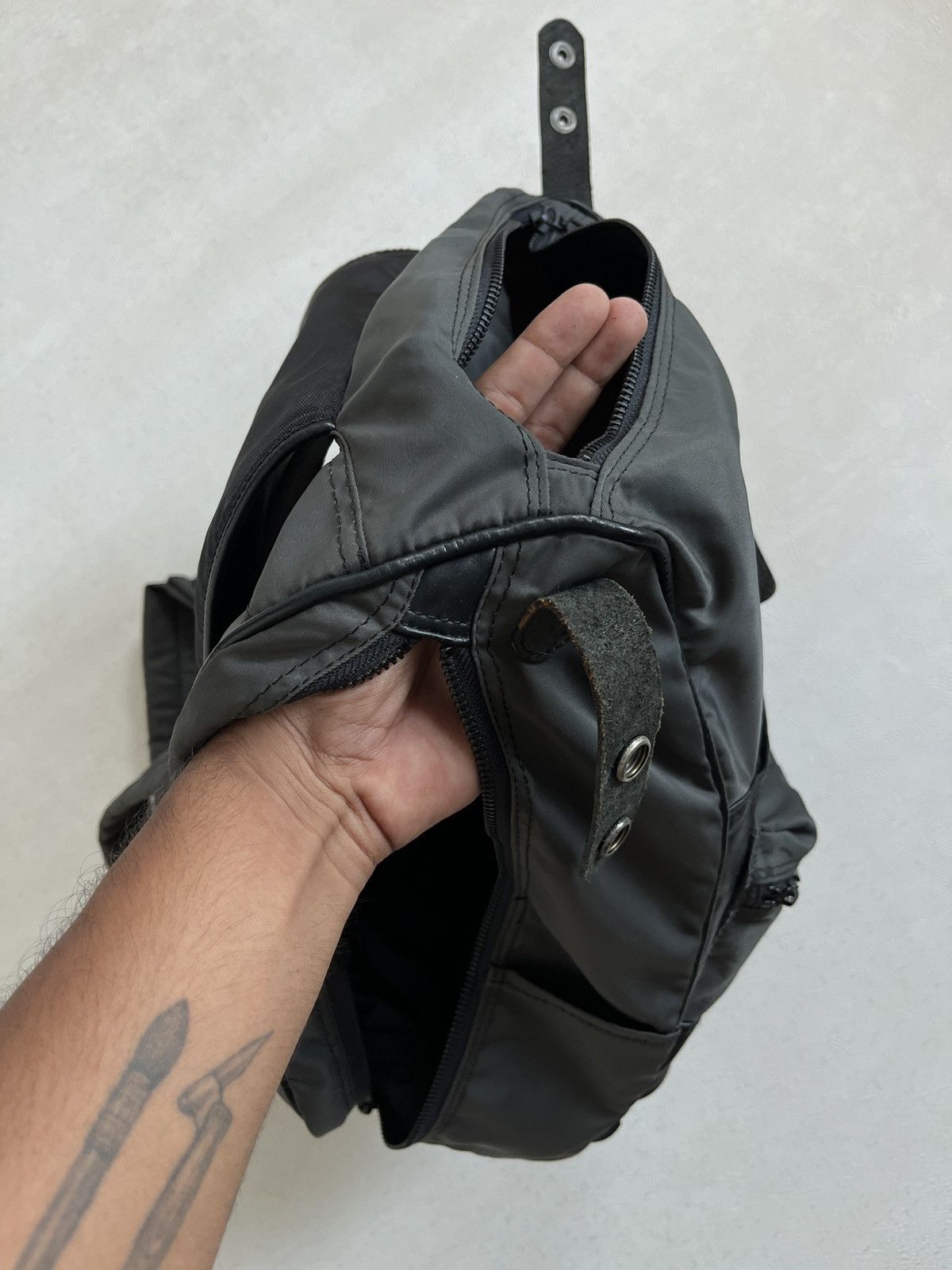 Yohji Yamamoto Yohji Yamoto Y’Saccs Nylon Leather Backpack Size ONE SIZE - 9 Thumbnail